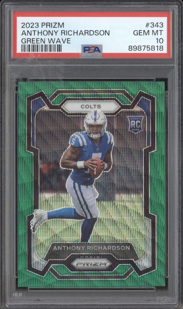 Anthony Richardson 2023 Panini Prizm 343 Green Wave RC PSA 10