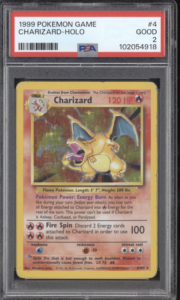 Charizard 1999 Pokemon Base Set 4/102 Holo PSA 2