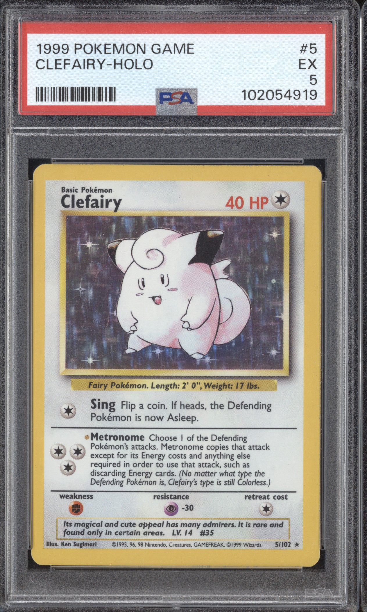 Clefairy 1999 Pokemon Base Set 5/102 Holo PSA 5