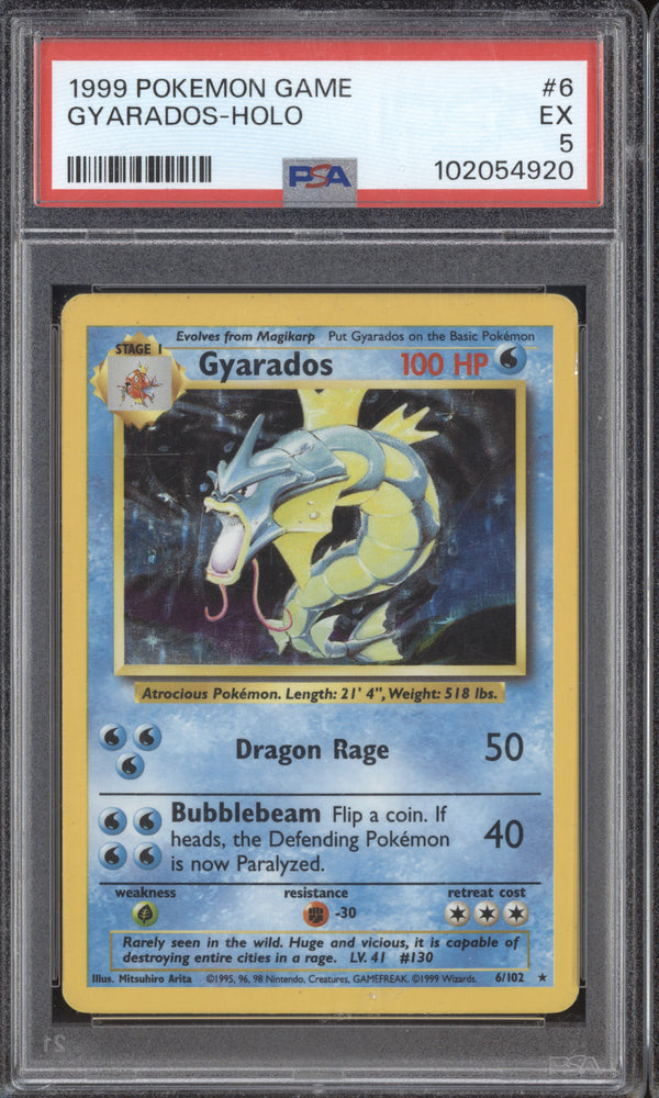 Gyarados 1999 Pokemon Base Set 6/102 Holo PSA 5