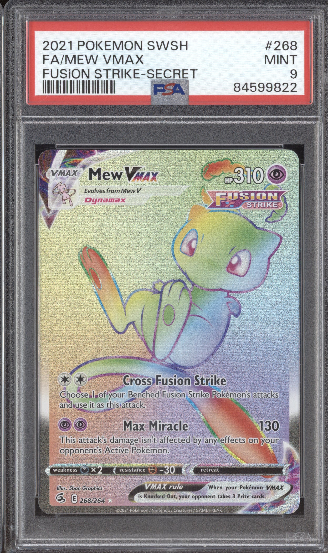 2021 Pokemon Fusion Strike 268 Mew VMAX Secret Rare PSA 9