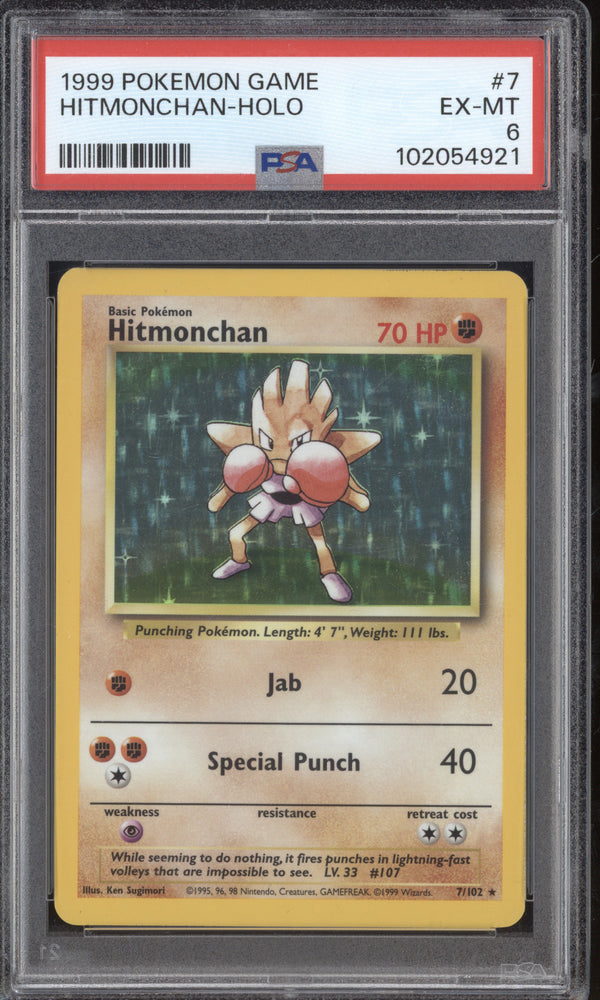 Hitmonchan 1999 Pokemon Base Set 7/102 Holo PSA 6