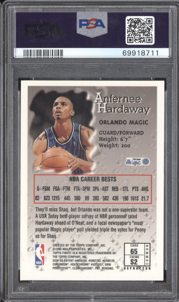 Anfernee Hardaway 1996-97 Topps Finest 65 Refractor PSA 9