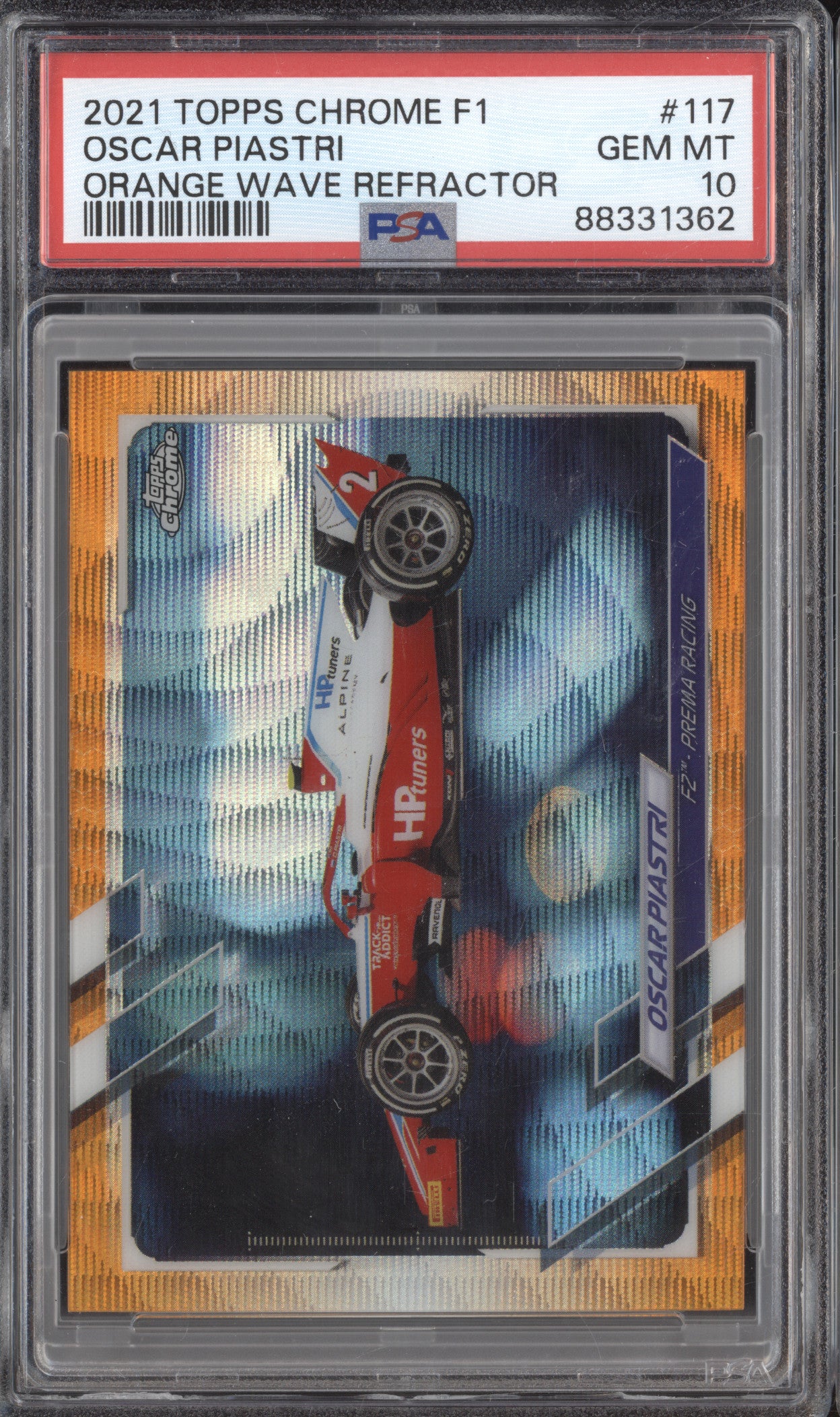 Oscar Piastri 2021 Topps Chrome F1 117 Orange Wave Refractor 11/25 PSA 10