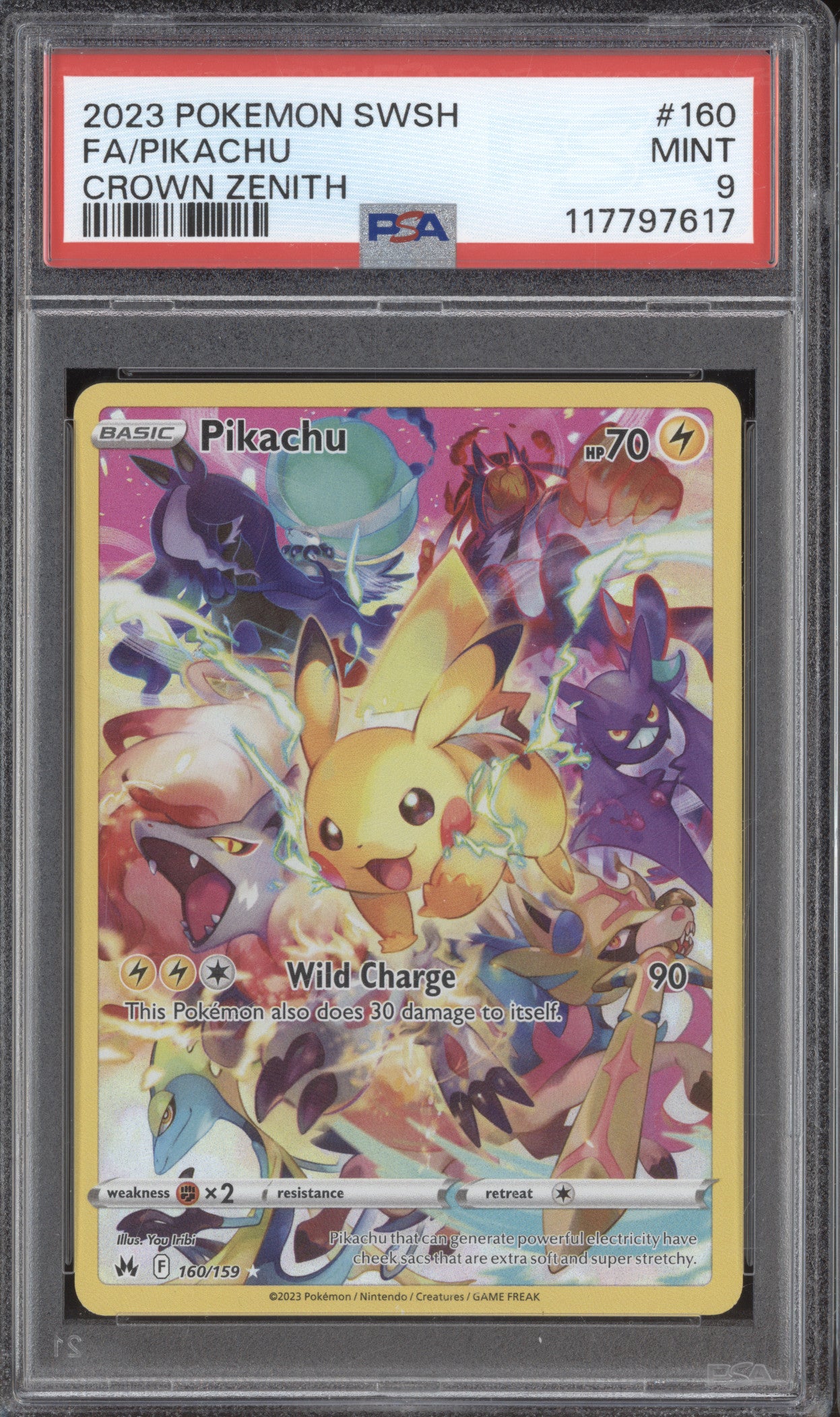 Pikachu 2023 Pokemon Crown Zenith 160/159 Full Art PSA 9