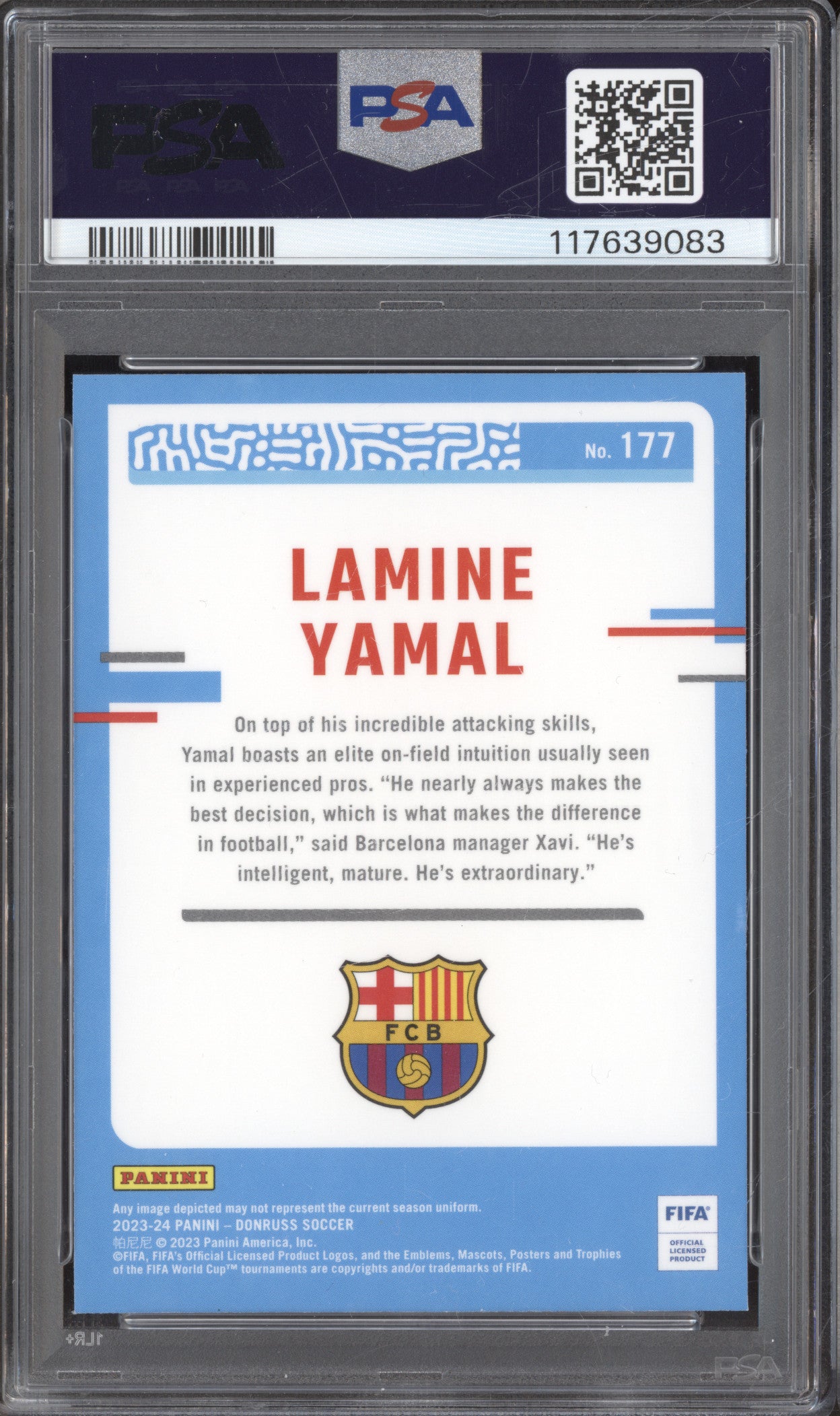 Lamine Yamal  Panini Donruss FIFA 177 Optic RC PSA 9