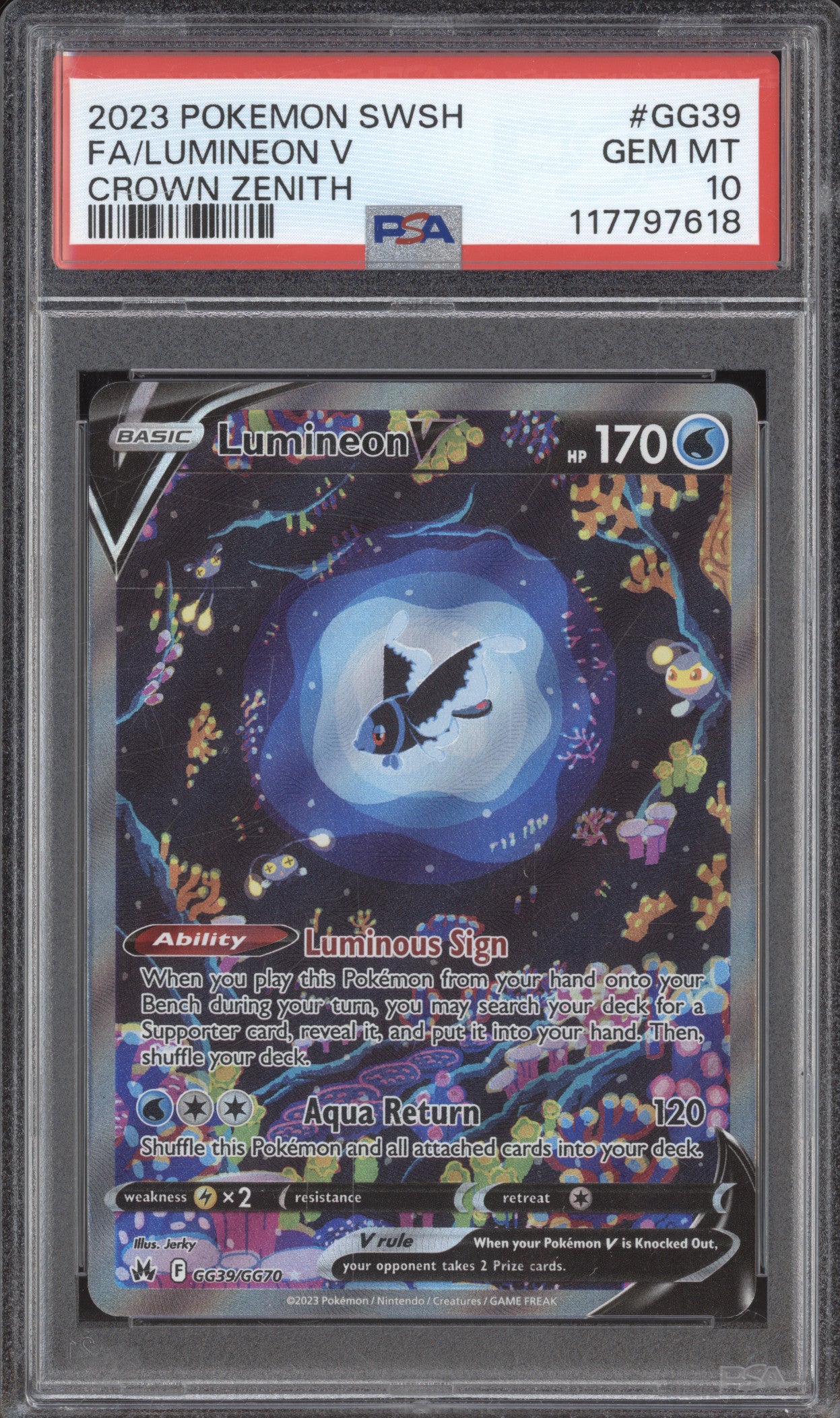 Lumineon V 2023 Pokemon Crown Zenith GG39/GG70 Full Art PSA 10