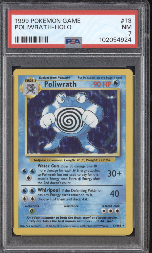 Poliwrath 1999 Pokemon Base Set 13/102 Holo PSA 7