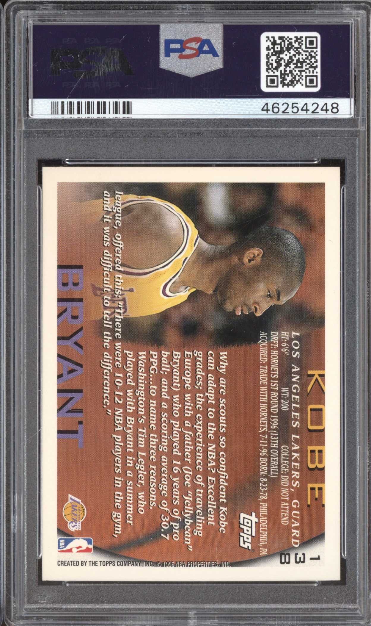 1996 Topps 138 Kobe Bryant RC PSA 8