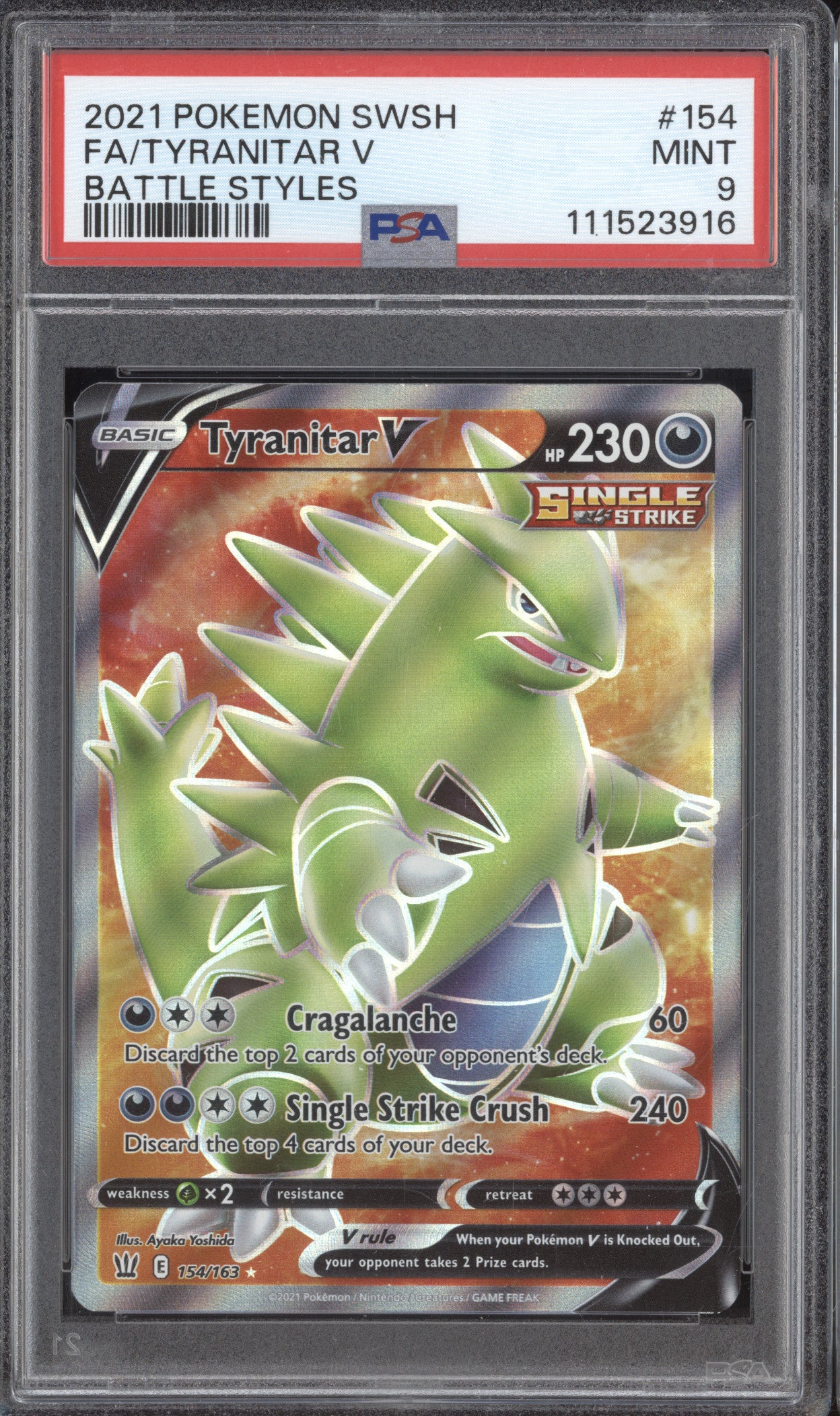 Tyranitar V 2021 Pokemon Battle Styles 154/163 Full Art PSA 9