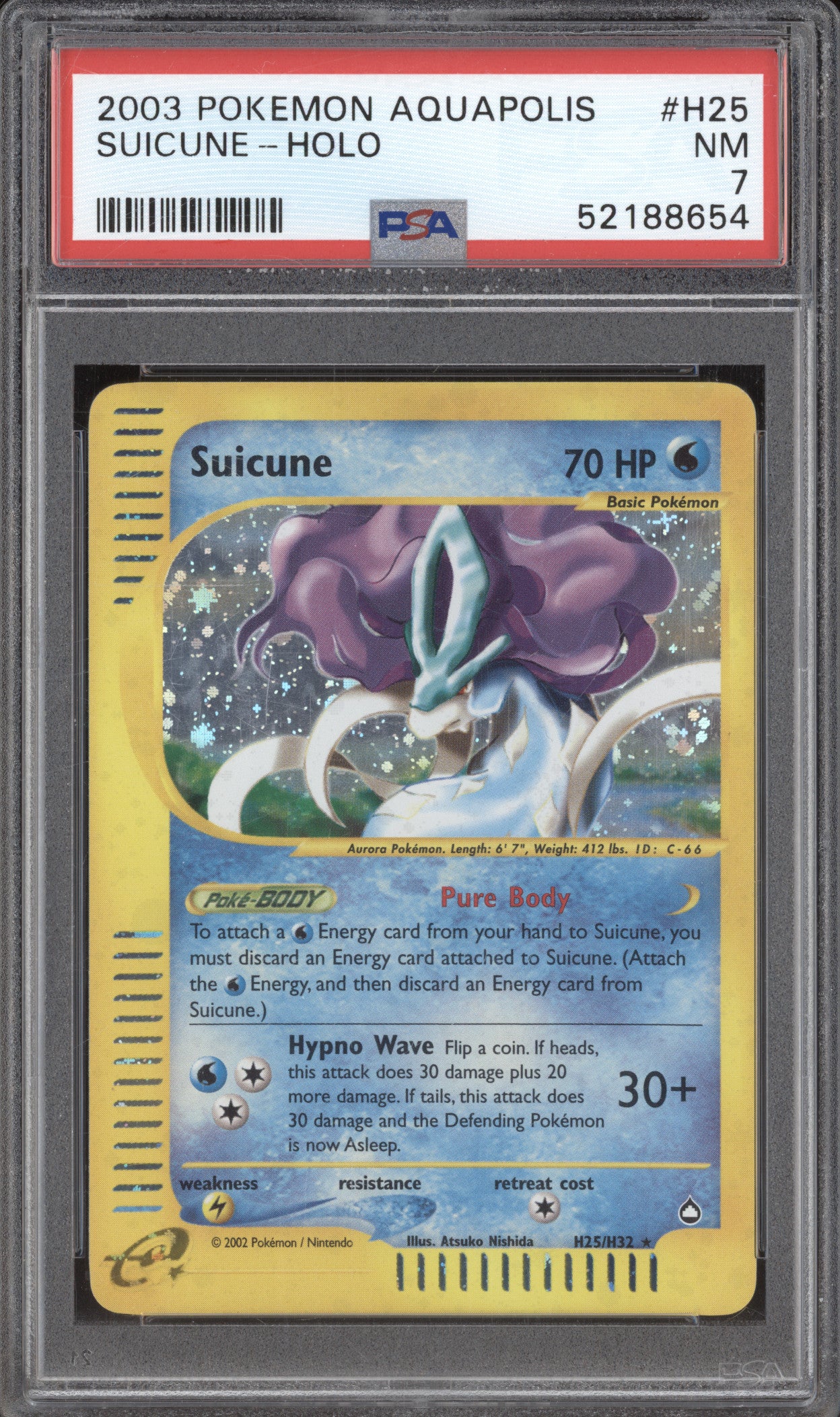2003 Pokemon Aquapolis H25 Suicune Holo PSA 7
