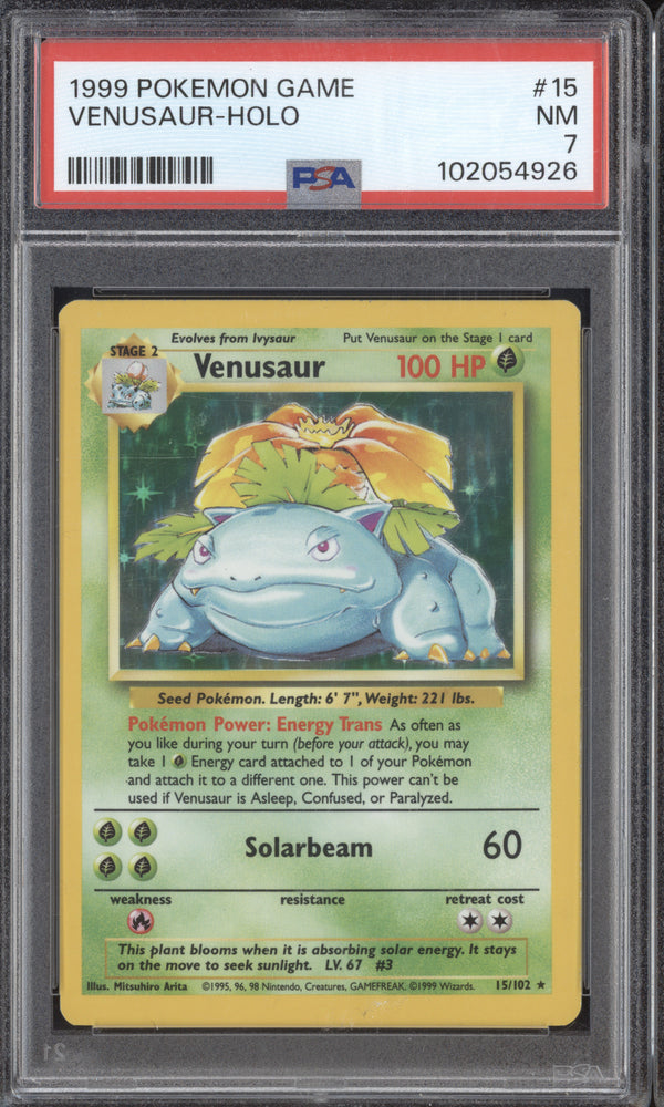 Venusaur 1999 Pokemon Base Set 15/102 Holo PSA 7