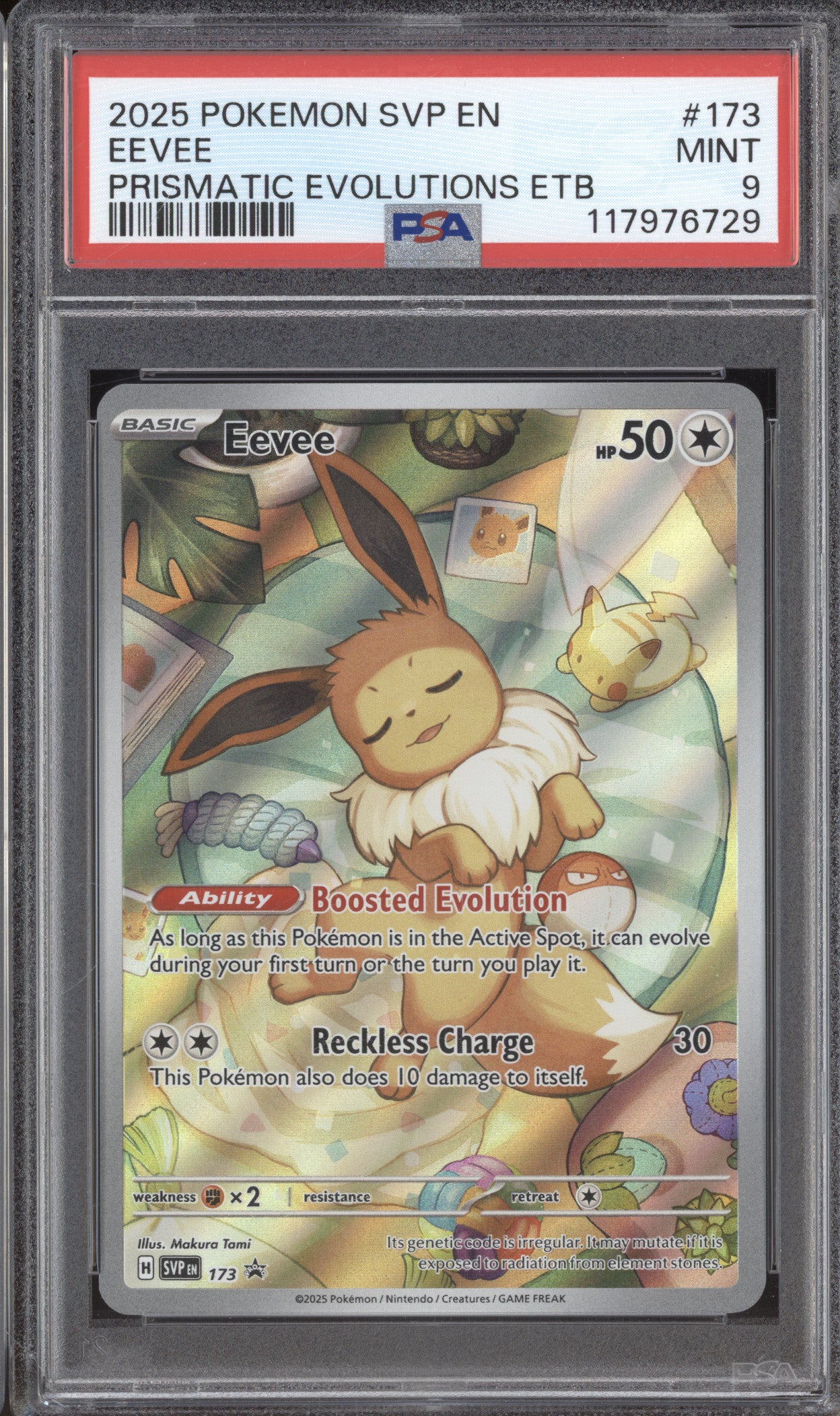 2025 Pokemon Scarlet & Violet Promo SVP 173 Eevee Prismatic Evolutions ETB PSA 9