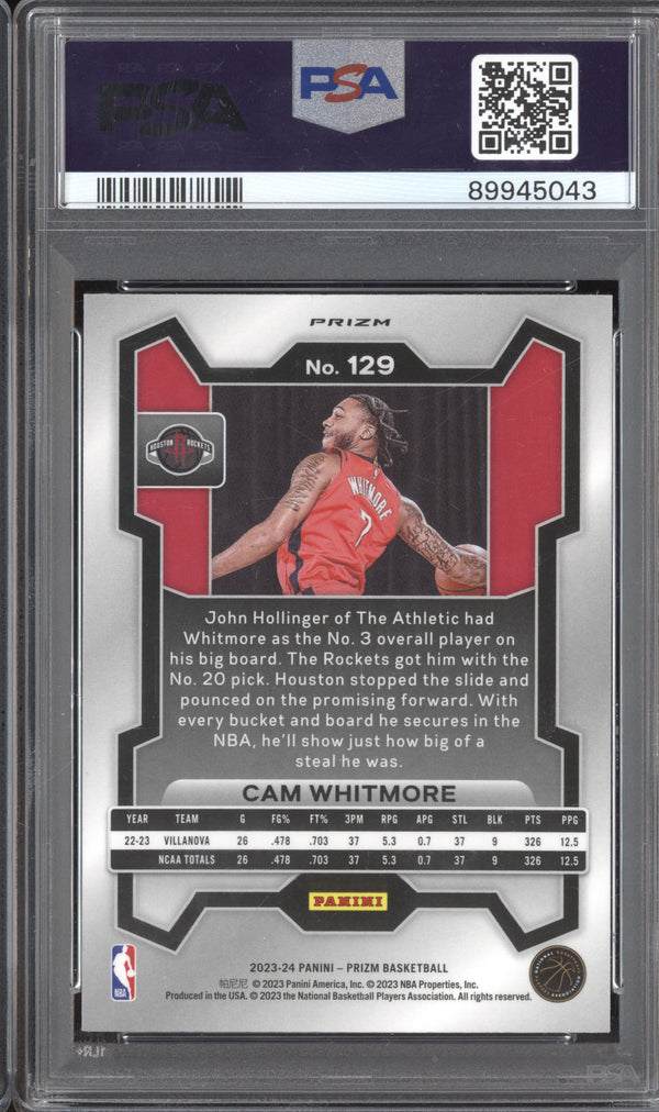 Cam Whitmore 2023-24 Panini Prizm 129 Ruby Wave RC PSA 10