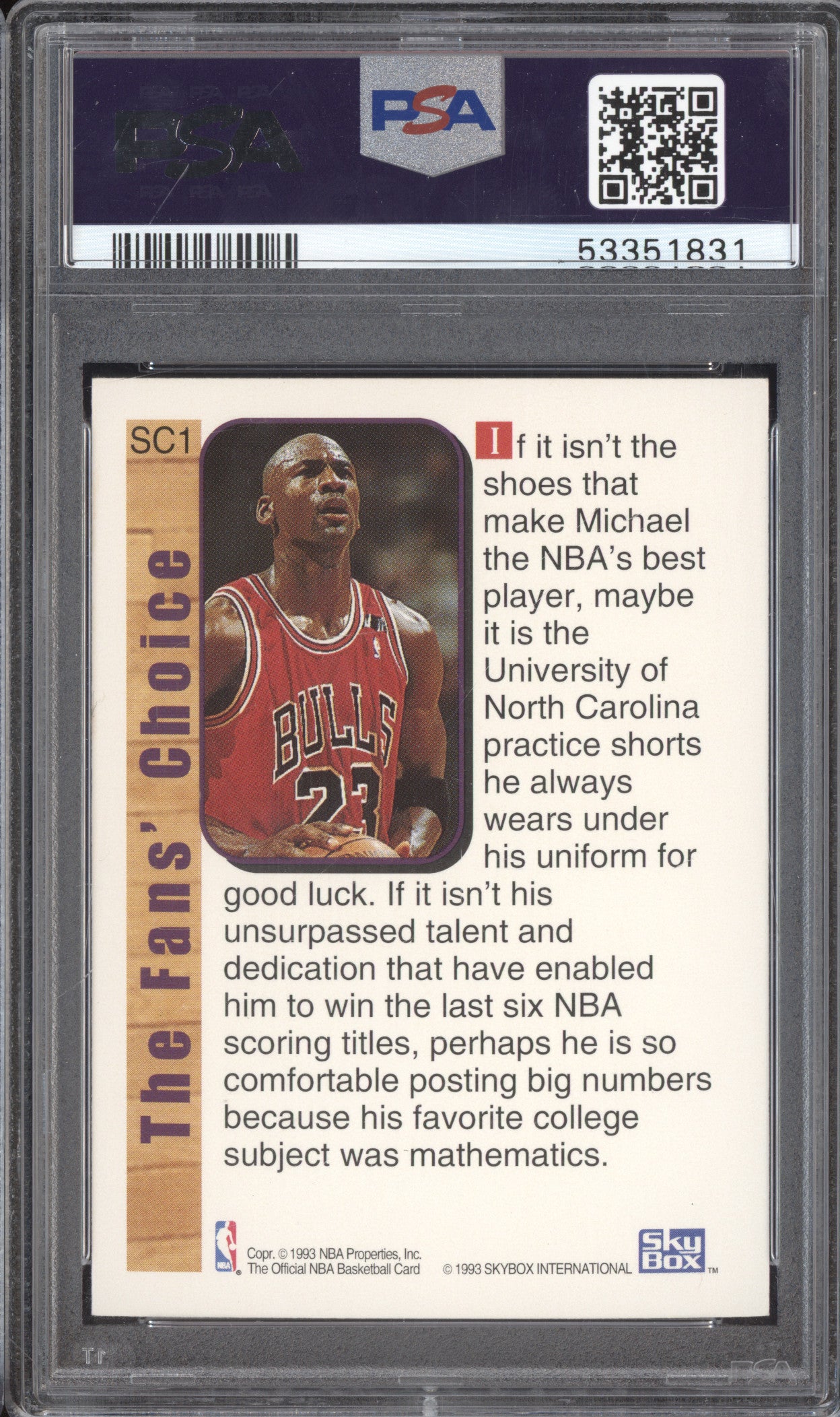 Michael Jordan 1992-93 Hoops  SC1 Supreme Court PSA 9