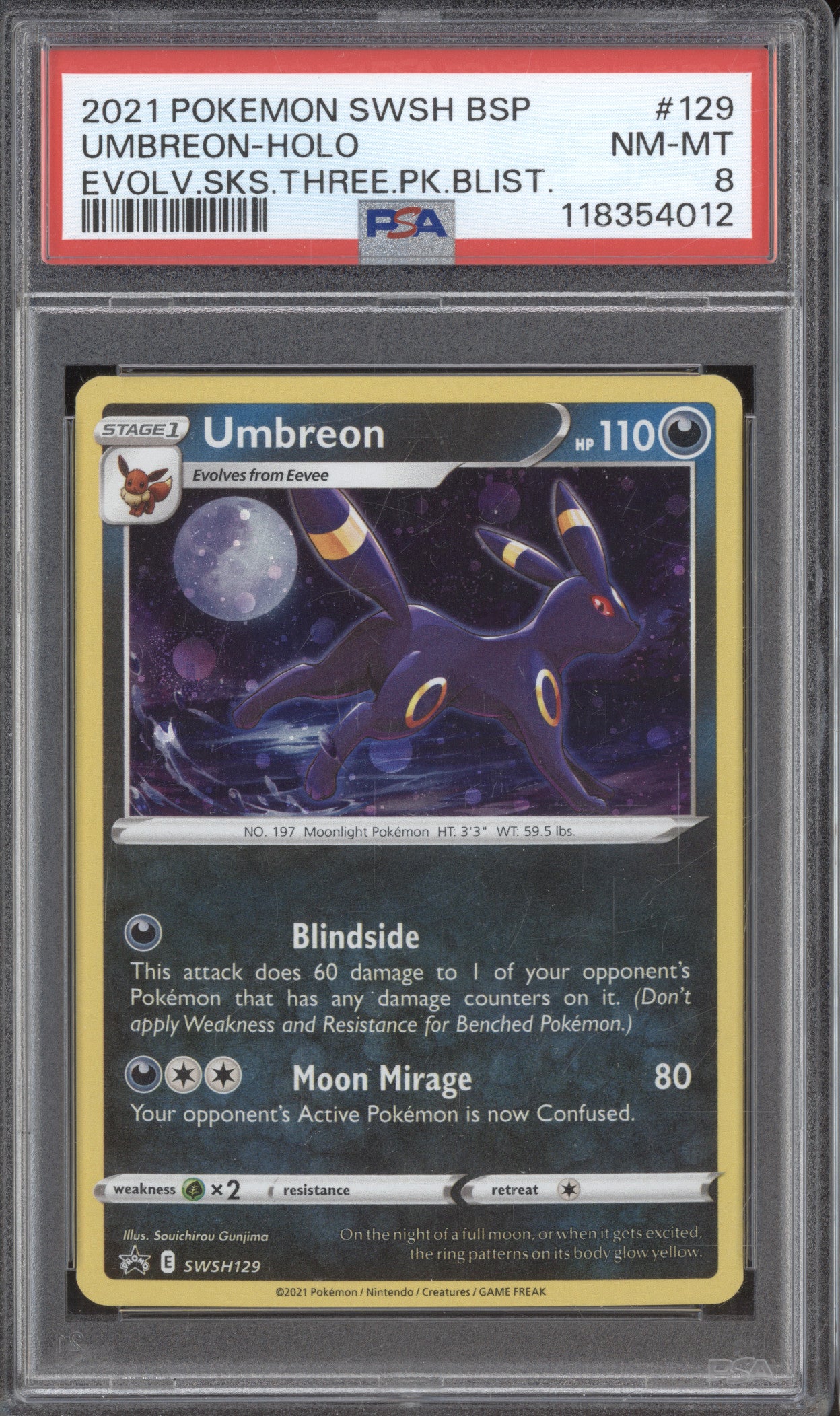 2021 Pokemon Evolving Skies Promo SWSH129 Umbreon Holo PSA 8