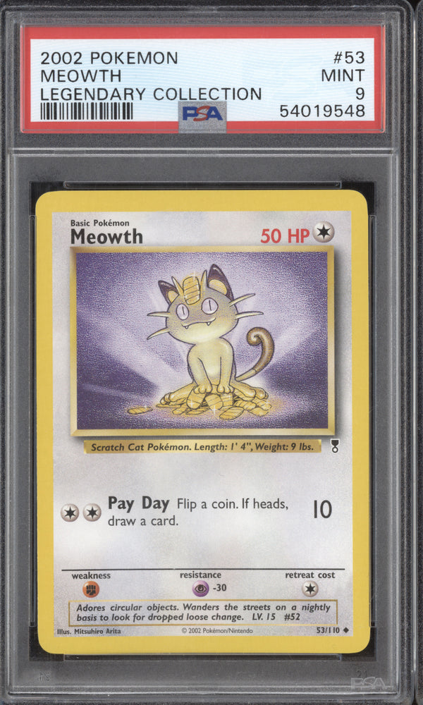 Meowth 2002 Pokemon Legendary Collection 53/110 PSA 9