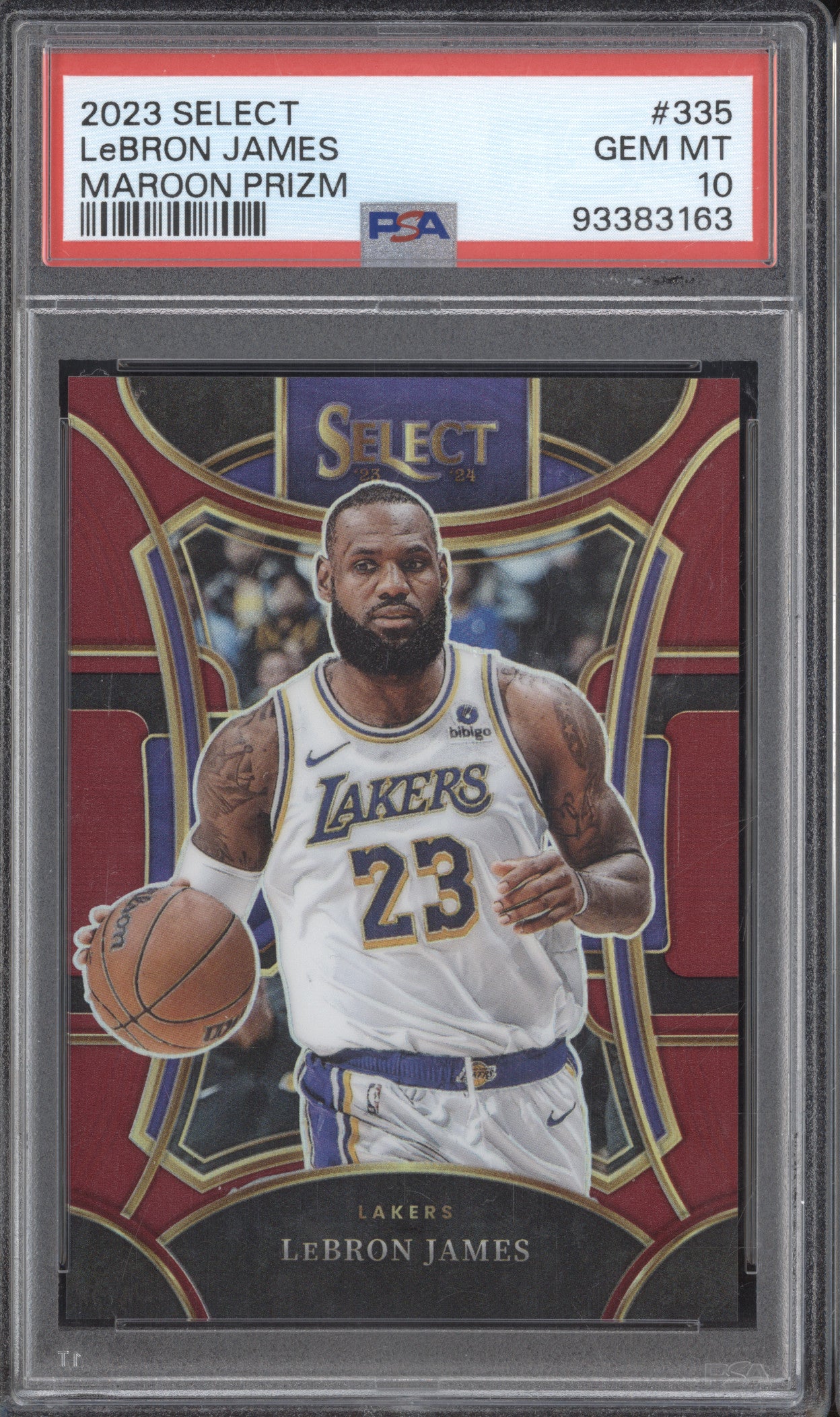 LeBron James 2023-24 Panini Select 335 Maroon 38/175 PSA 10