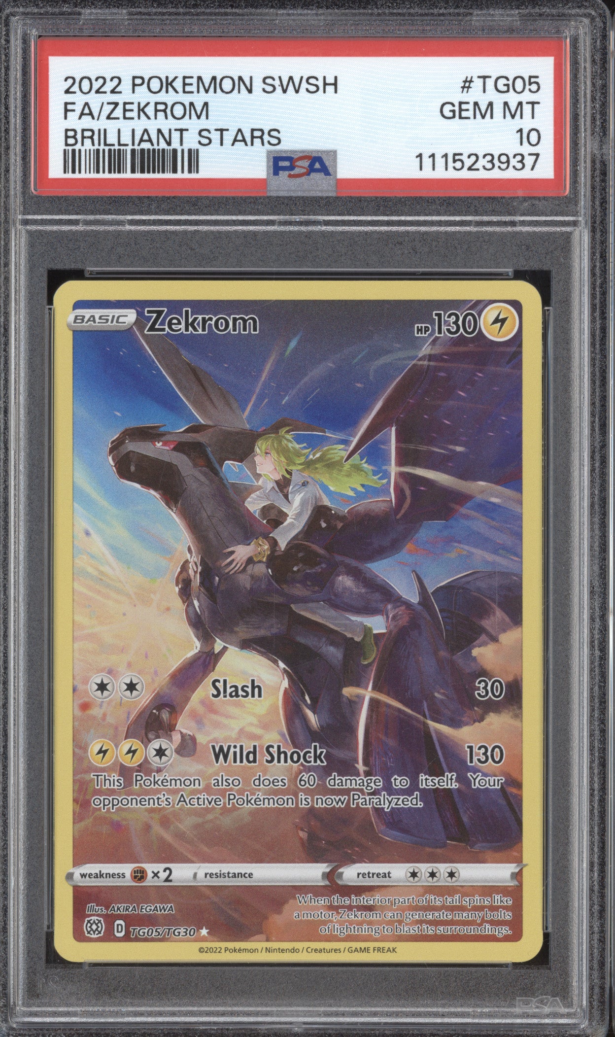 Zekrom 2022 Pokemon Brilliant Stars TG05/TG30 Full Art PSA 10