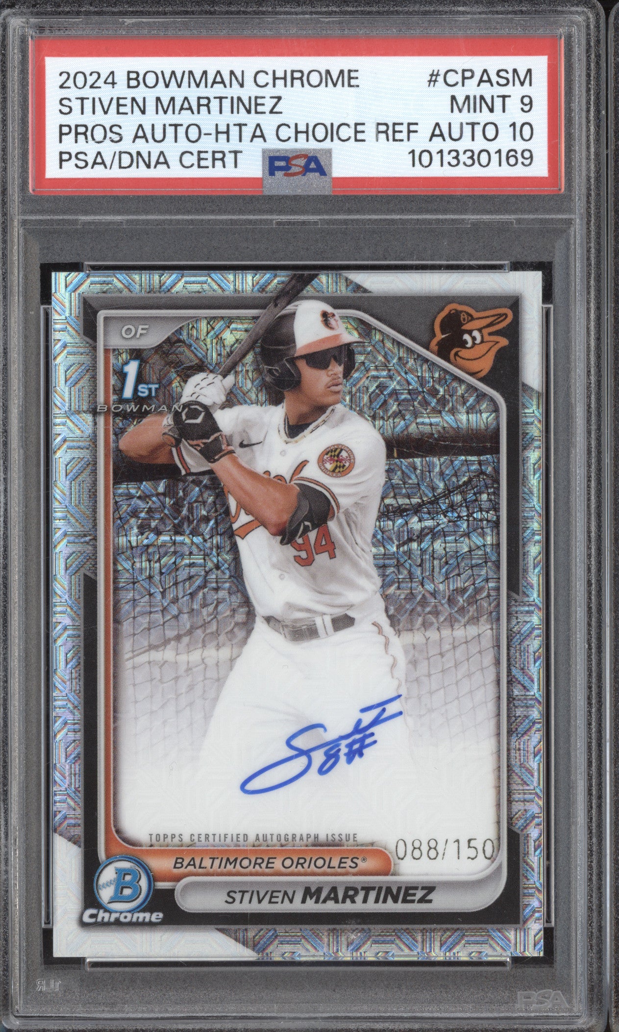 Stiven Martinez 2024 Bowman Chrome CPA-SM Pros Auto HTA Choice RC /150 PSA 9/10