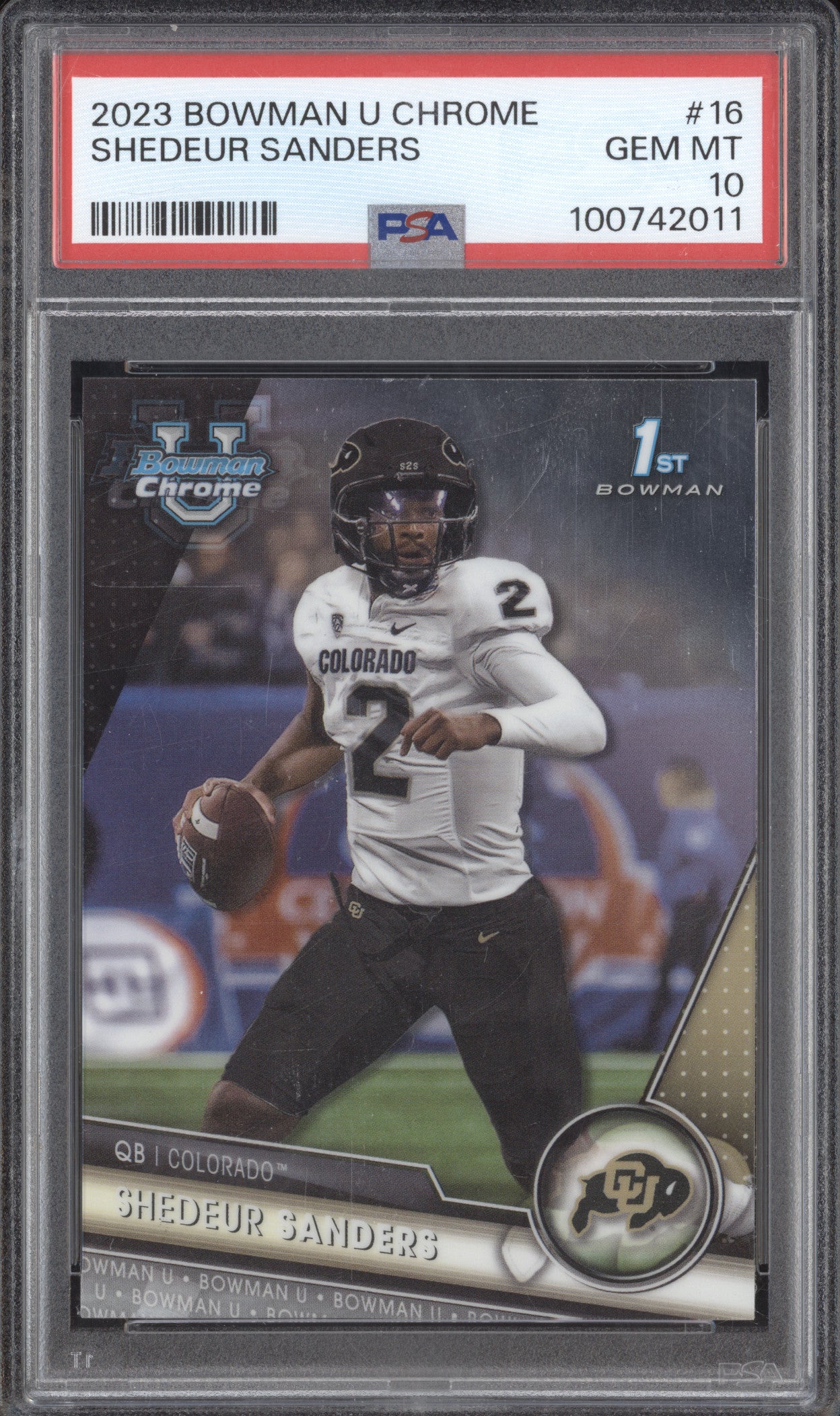 Shedeur Shanders 2023 Bowman University Chrome 16 1st Bowman PSA 10