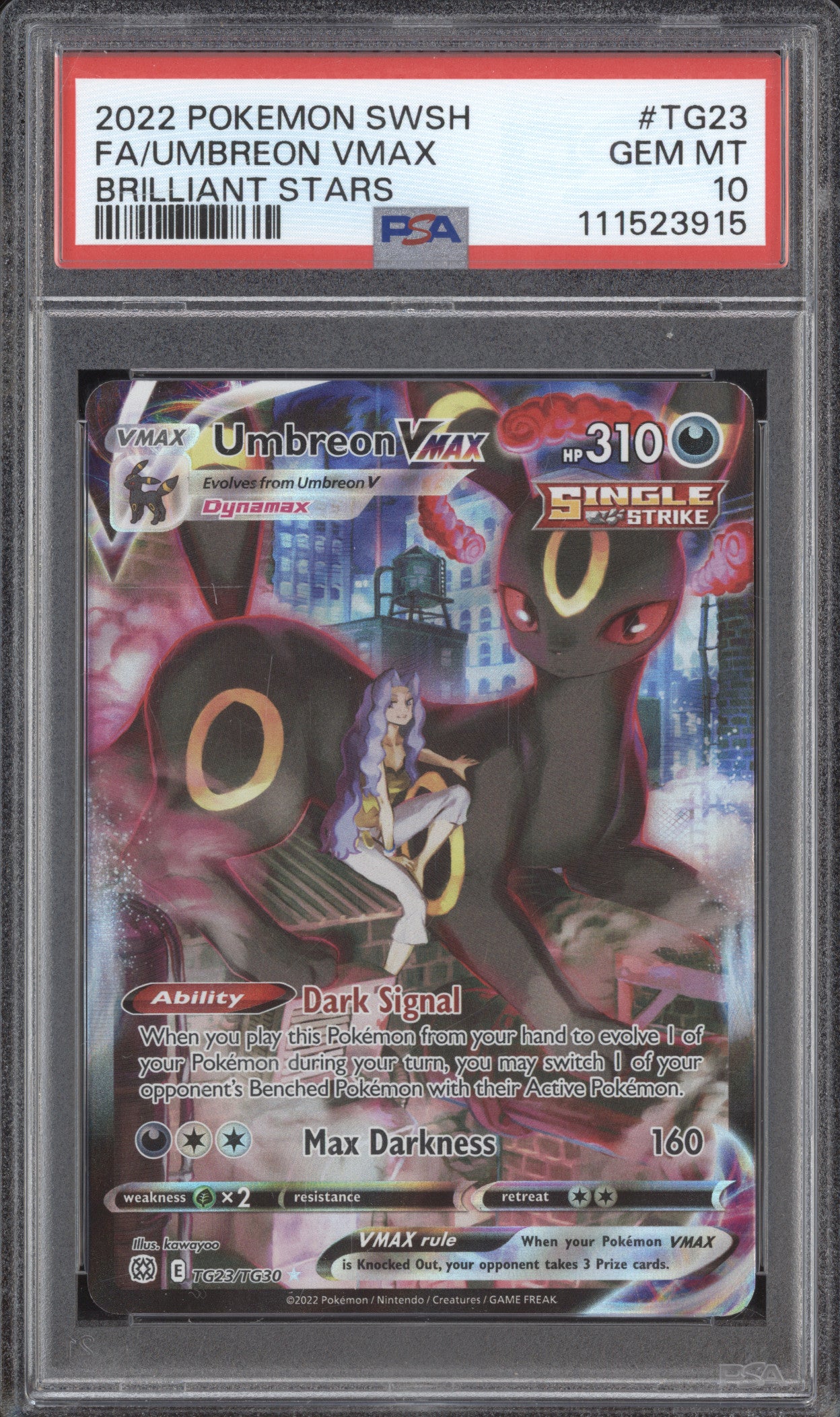 Umbreon VMax 2022 Pokemon Brilliant Stars TG23/TG30 Full Art PSA 10