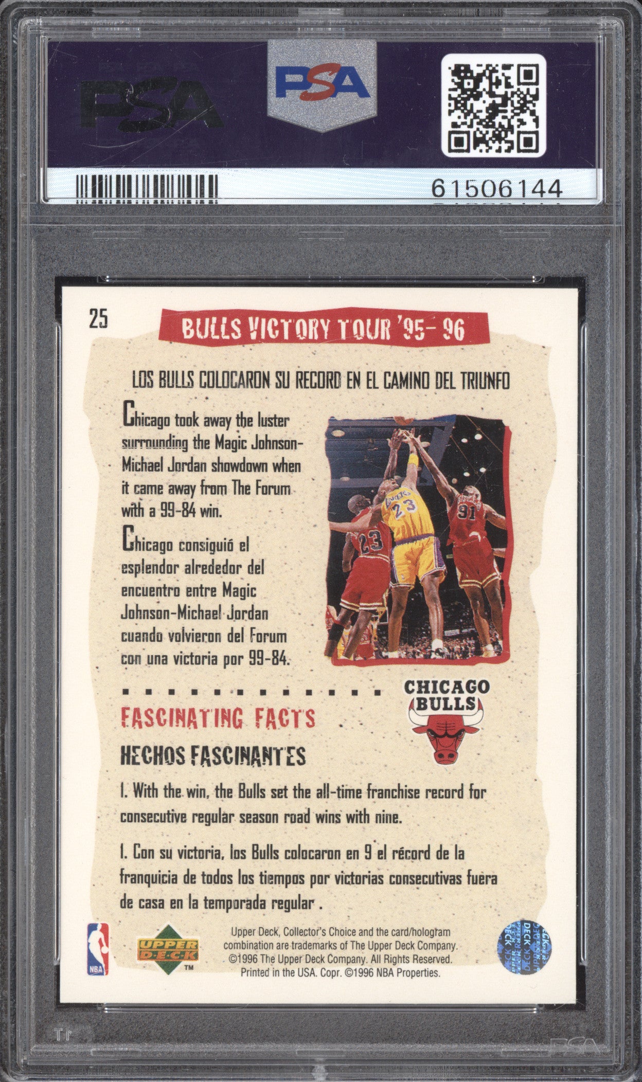 Michael Jordan 1996 Upper Deck Collector's Choice International 25 Spanish PSA 9