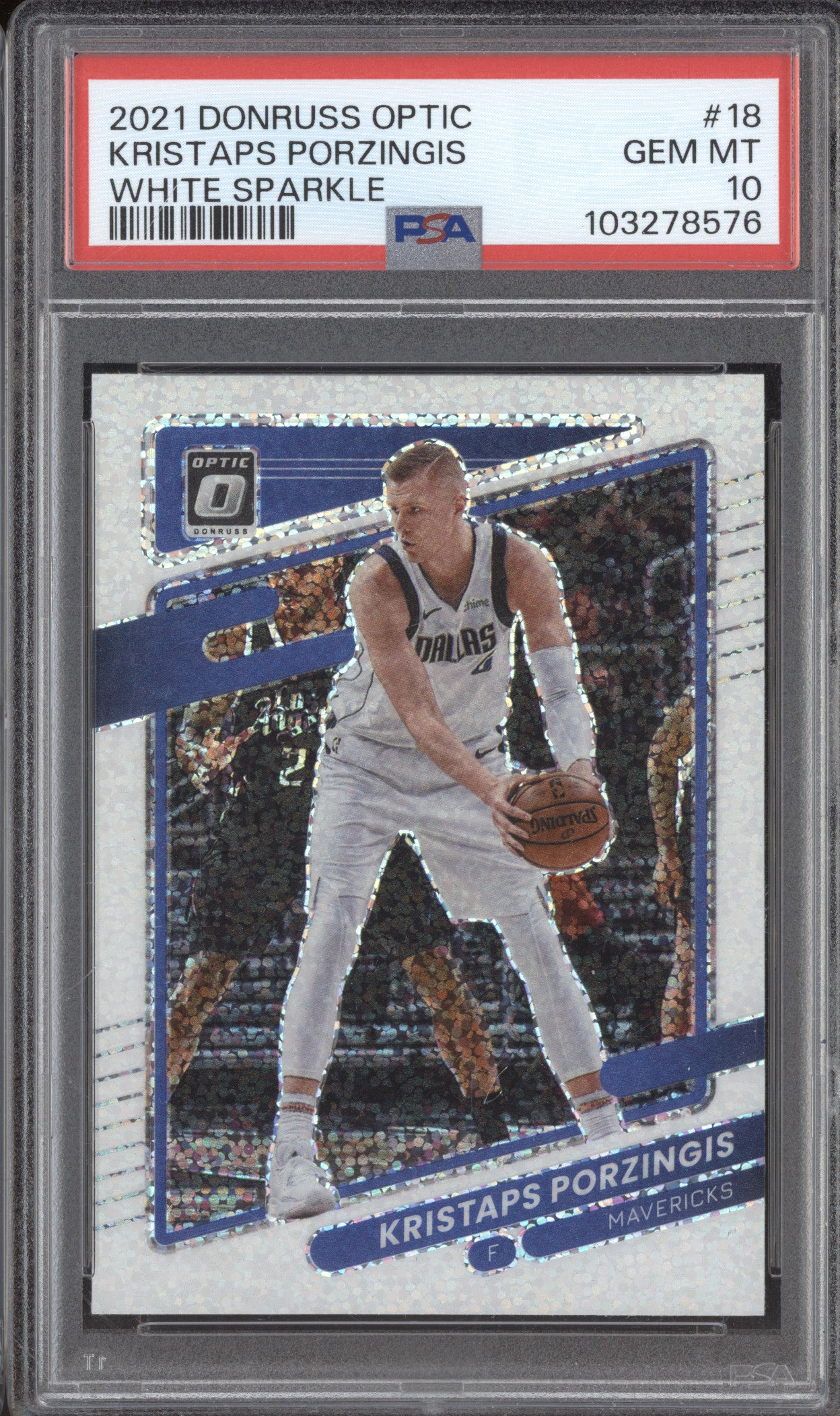 2021 Kristaps Porzingis Donruss Optic White Sparkle PSA 10