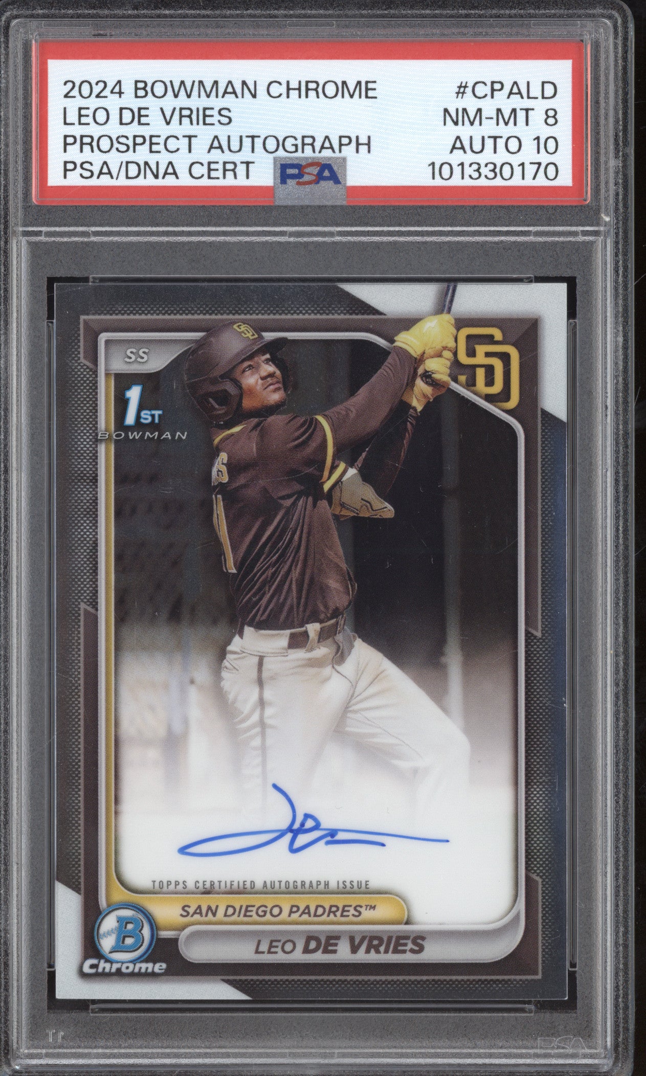 Leo De Vries 2024 Bowman Chrome CPA-LD 1st Prospect Auto RC PSA 8/10