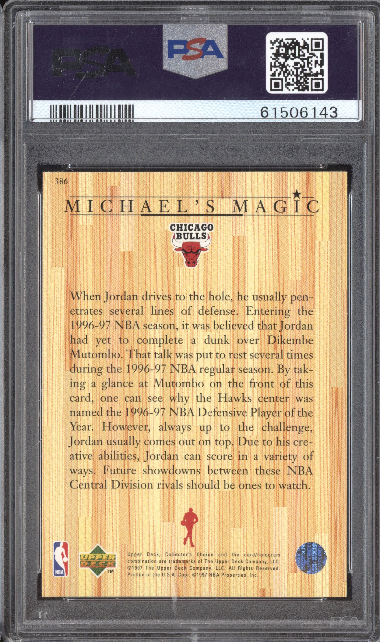 Michael Jordan 1997 Upper Deck Collector's Choice 386 PSA 9