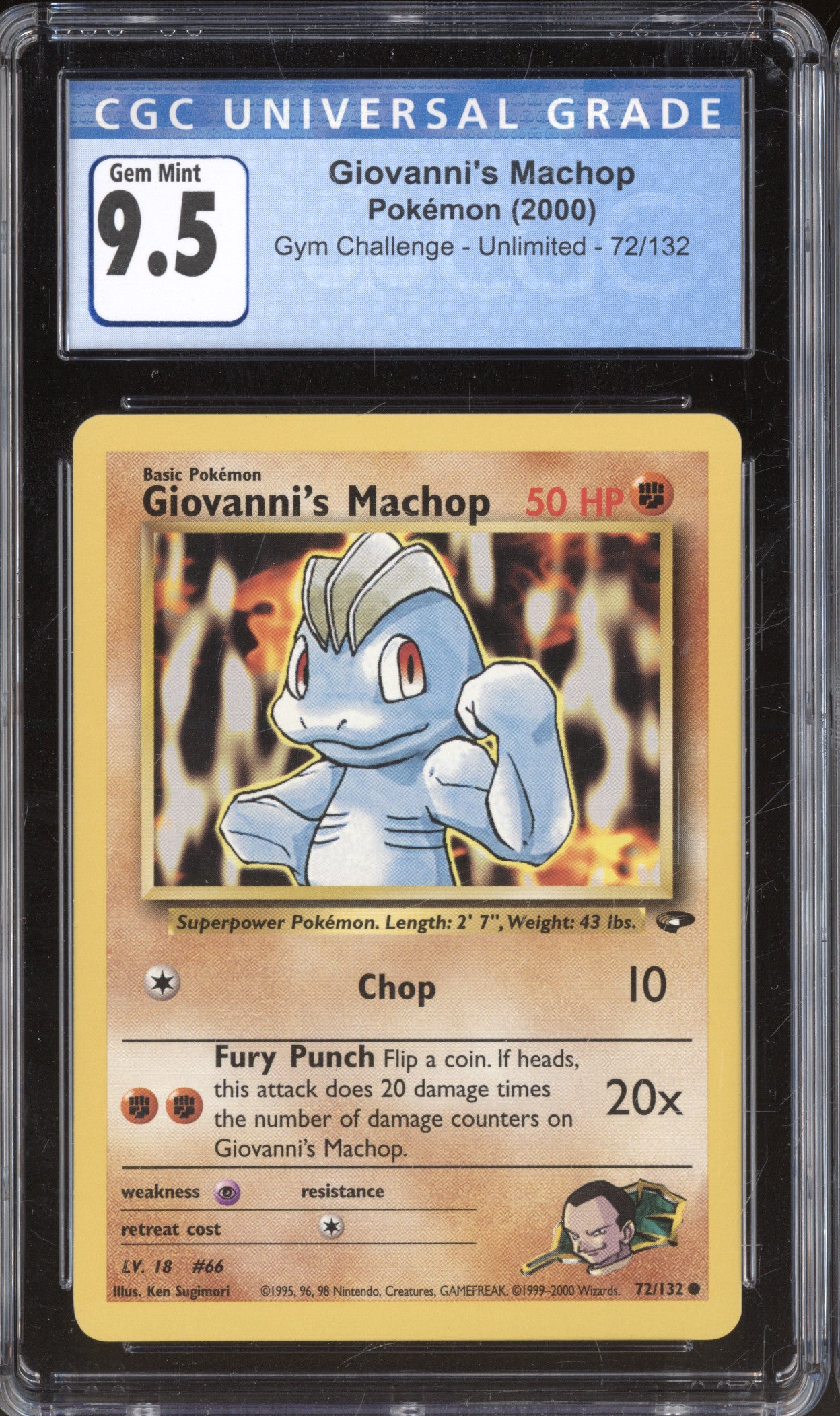 2000 Pokemon Gym Challenge 72 Giovanni's Machop CGC 9.5