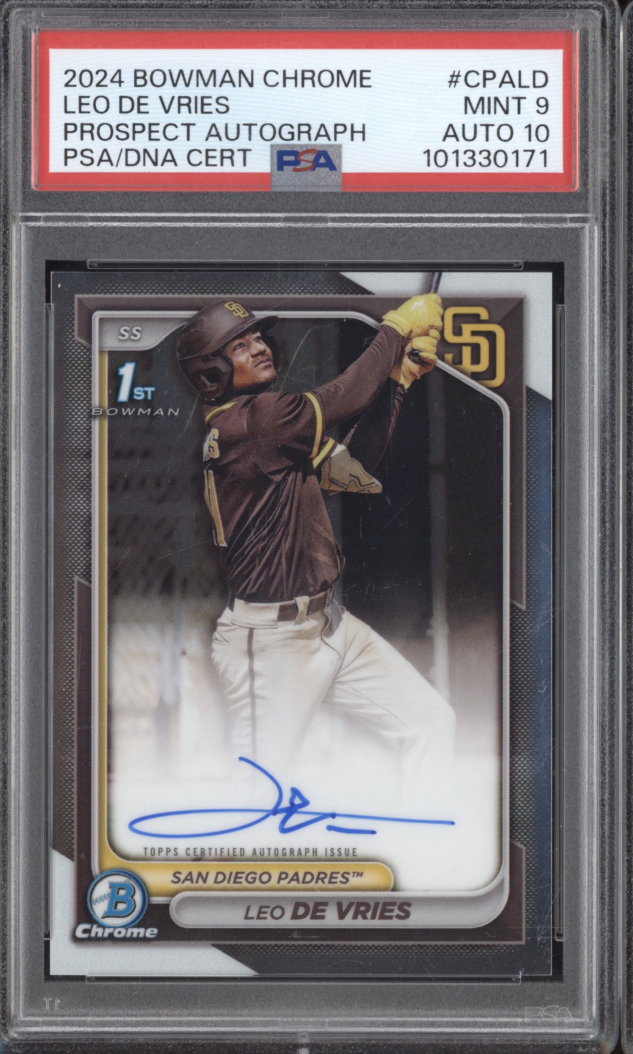 Leo De Vries 2024 Bowman Chrome CPA-LD 1st Prospect Auto RC PSA 9/10