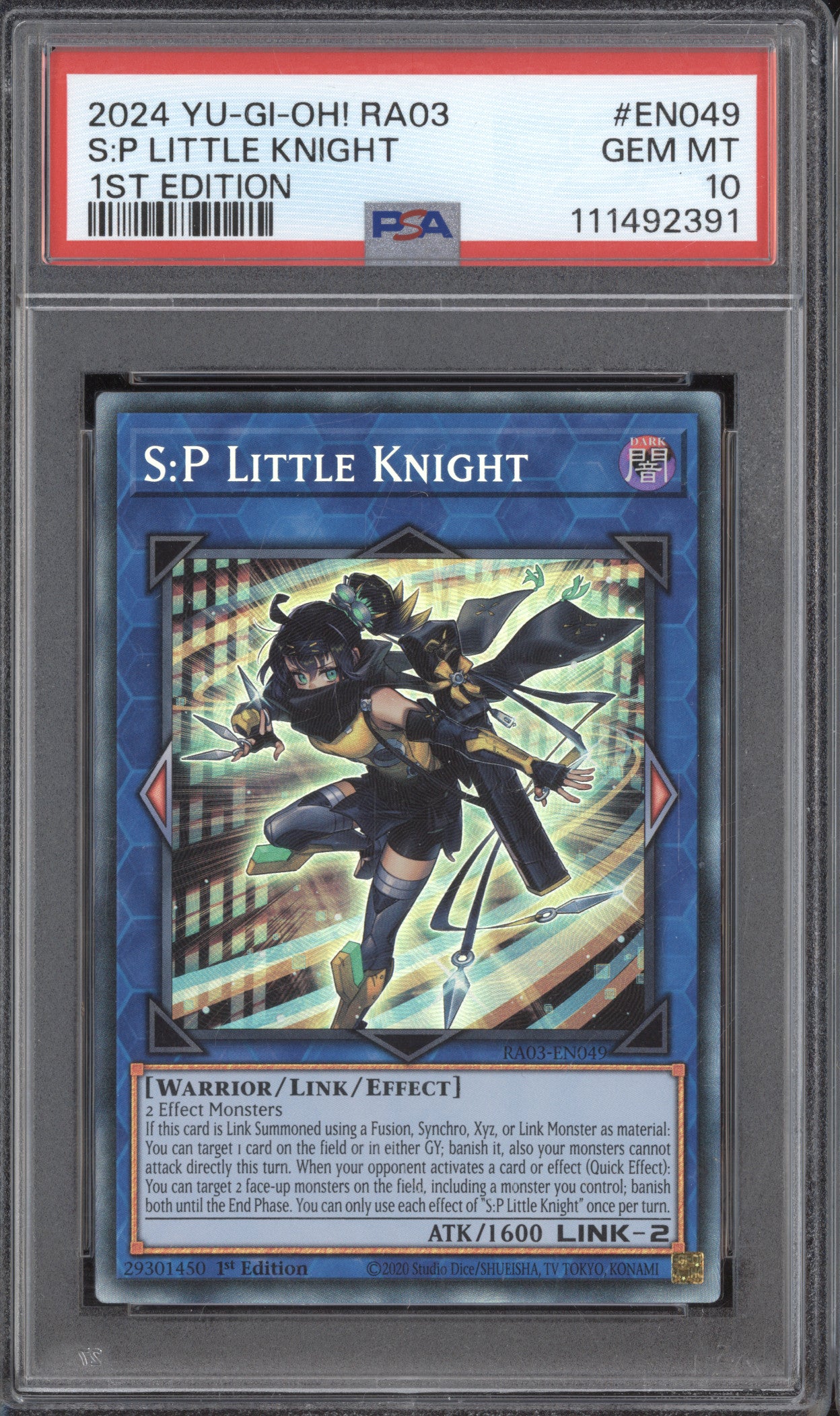 S:P Little Knight  YuGiOh Quarter Century RA03-EN049 1st Ed Collector's Rare PSA 10