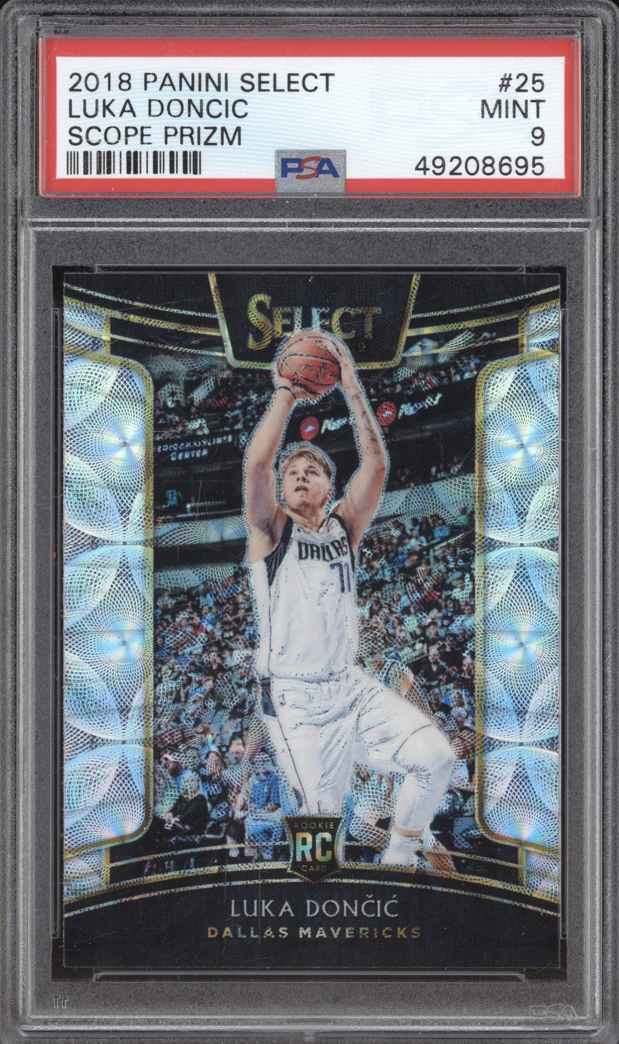 2018 Luka Doncic Prizm Scope Rookie 25 PSA 9