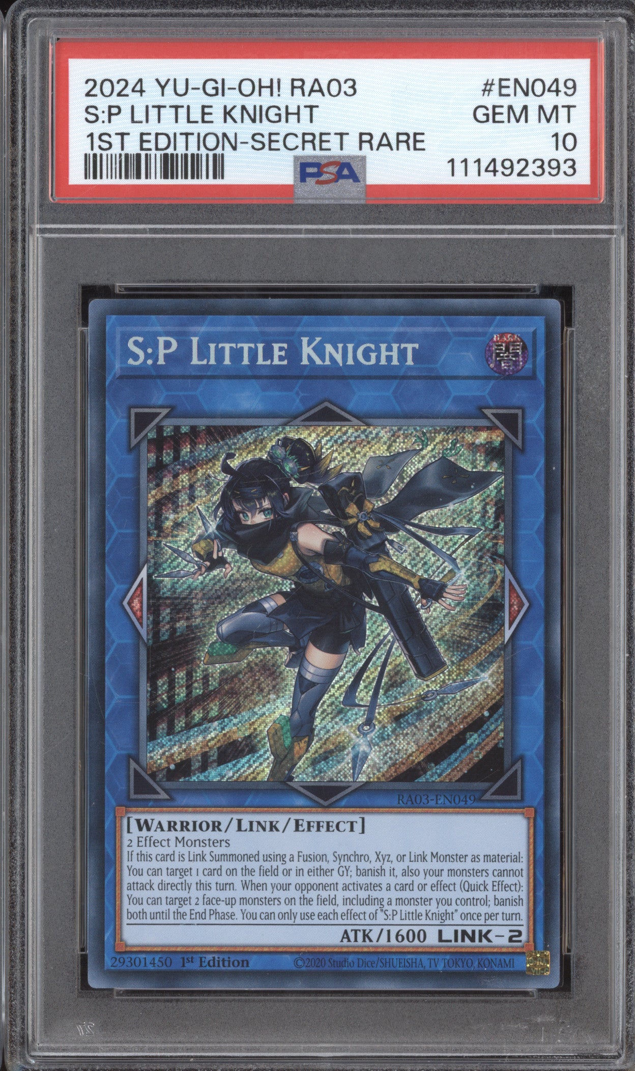 S:P Little Knight  YuGiOh Quarter Century Bonanza RA03-EN049 1st Ed SCR PSA 10