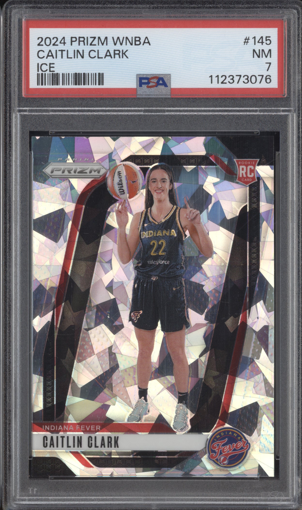 Caitlin Clark 2024 Panini Prizm 145 Ice RC PSA 7