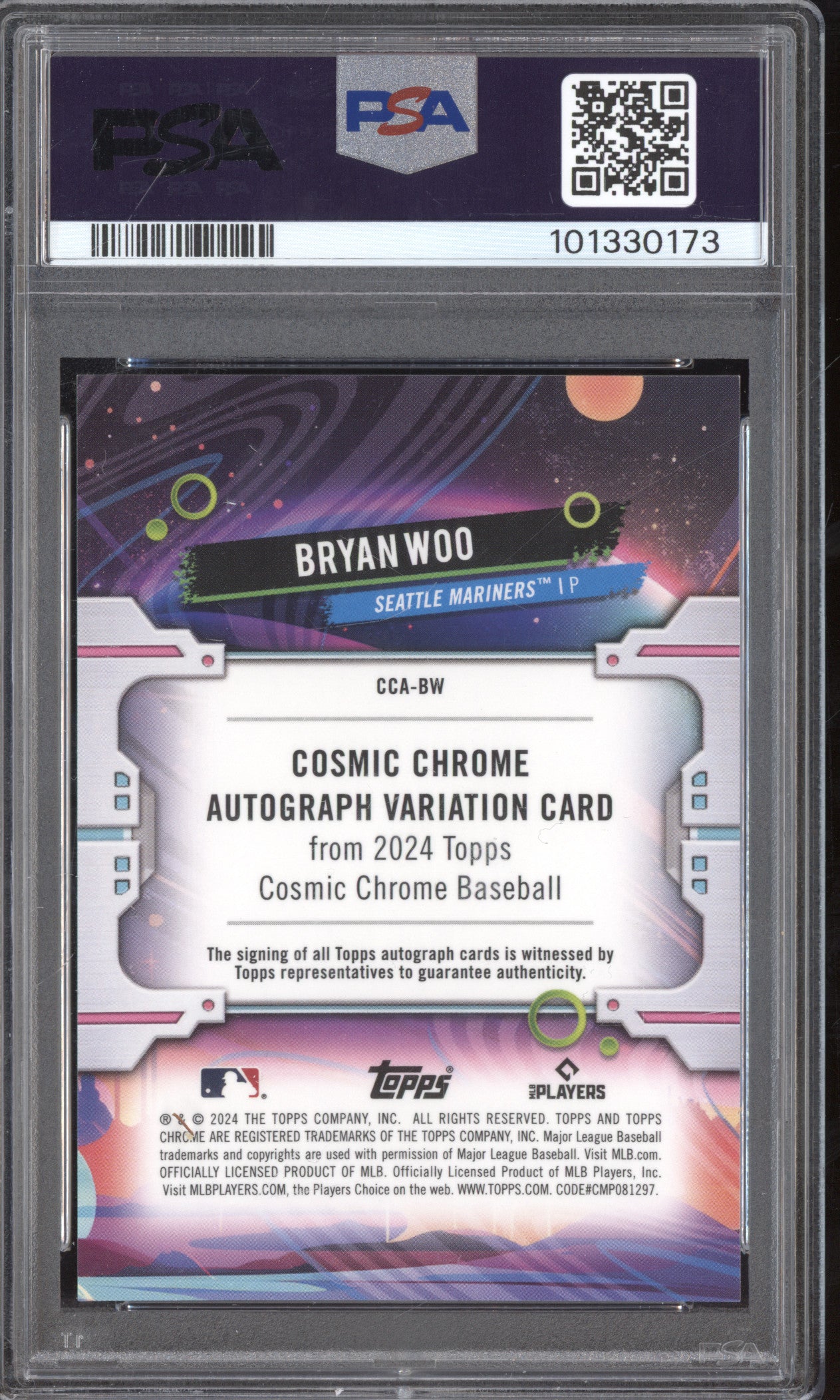 Brian Woo 2024 Topps Chrome Cosmic CCA-BW Gold Interstellar Auto RC 44/50 PSA 10/10