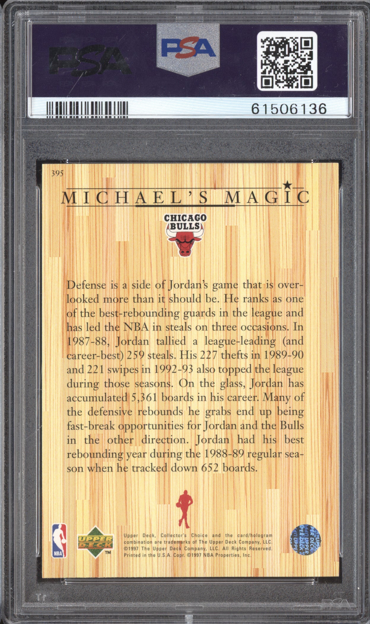 Michael Jordan 1997 Upper Deck Collector's Choice 395 PSA 9
