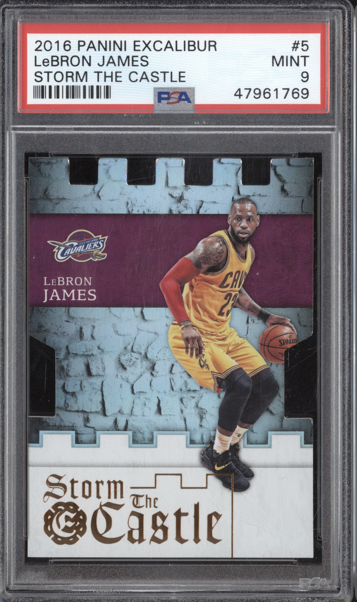 LeBron James 2016-17 Panini Excalibur 5 Storm the Castle PSA 9
