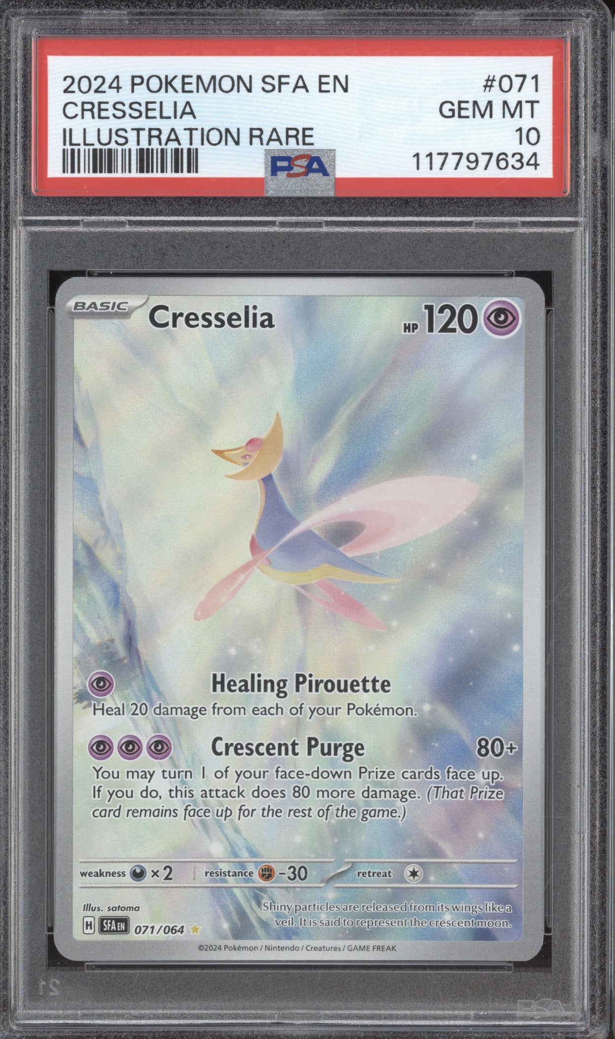 Cresselia 2024 Pokemon Shrouded Fable 071/064 Illustration Rare PSA 10