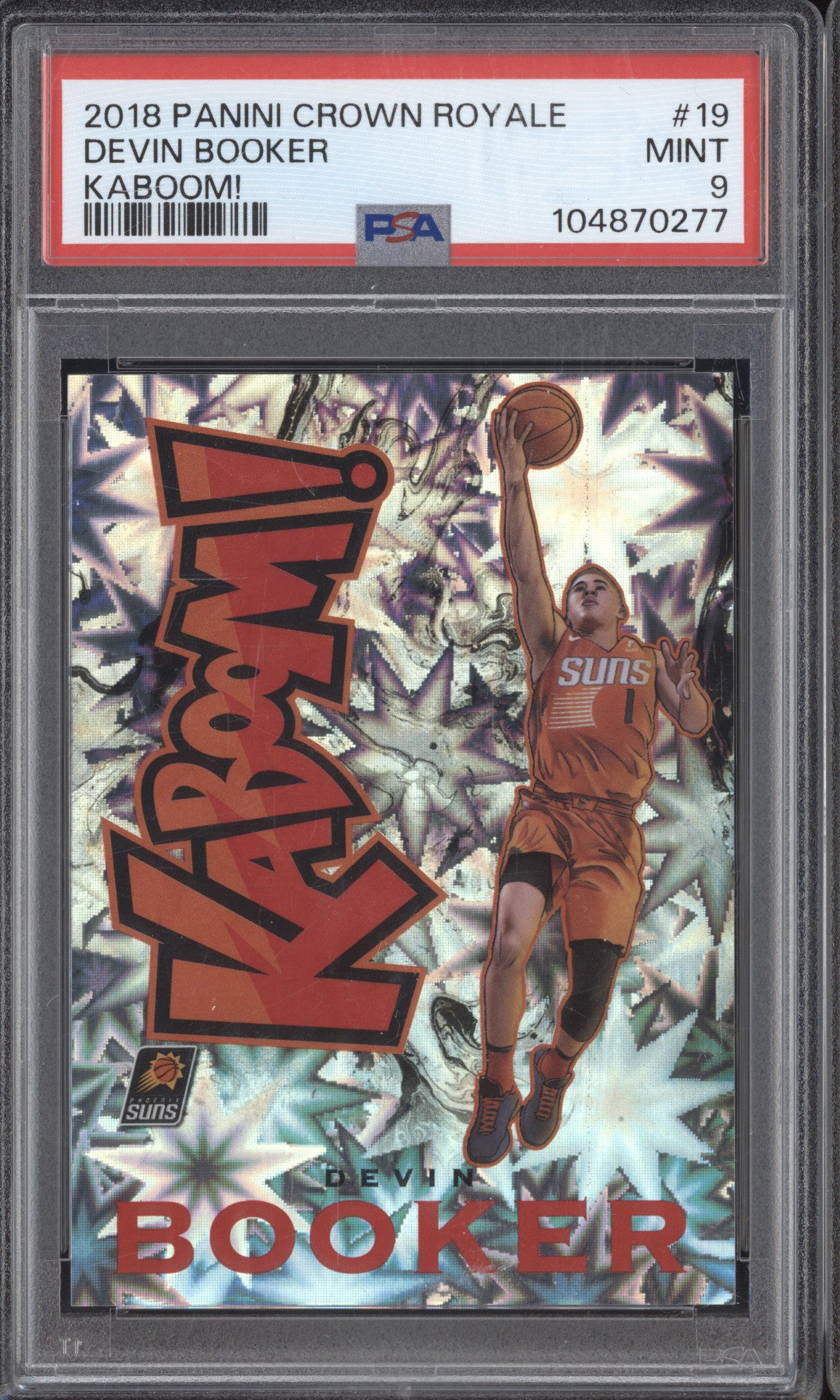 Devin Booker 2018-19 Panini Crown Royale 19 Kaboom! PSA 9