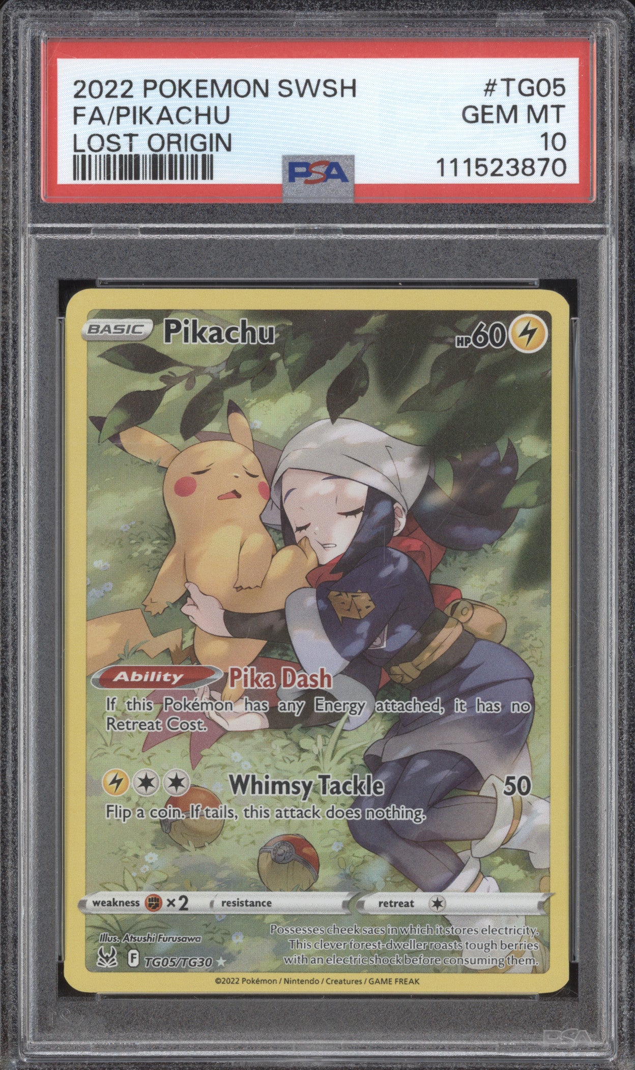 Pikachu 2022 Pokemon Lost Origin TG05/TG30 Full Art PSA 10
