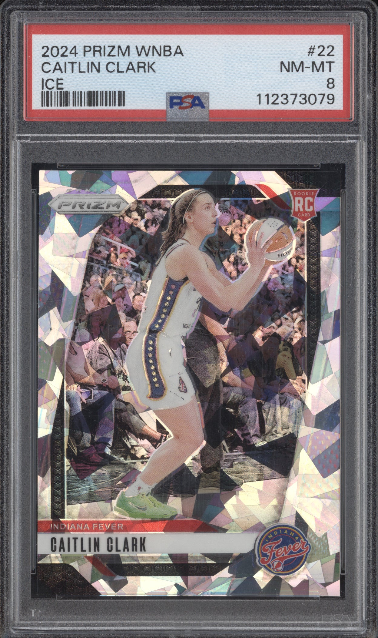 Caitlin Clark 2024 Panini Prizm 22 Ice RC PSA 8