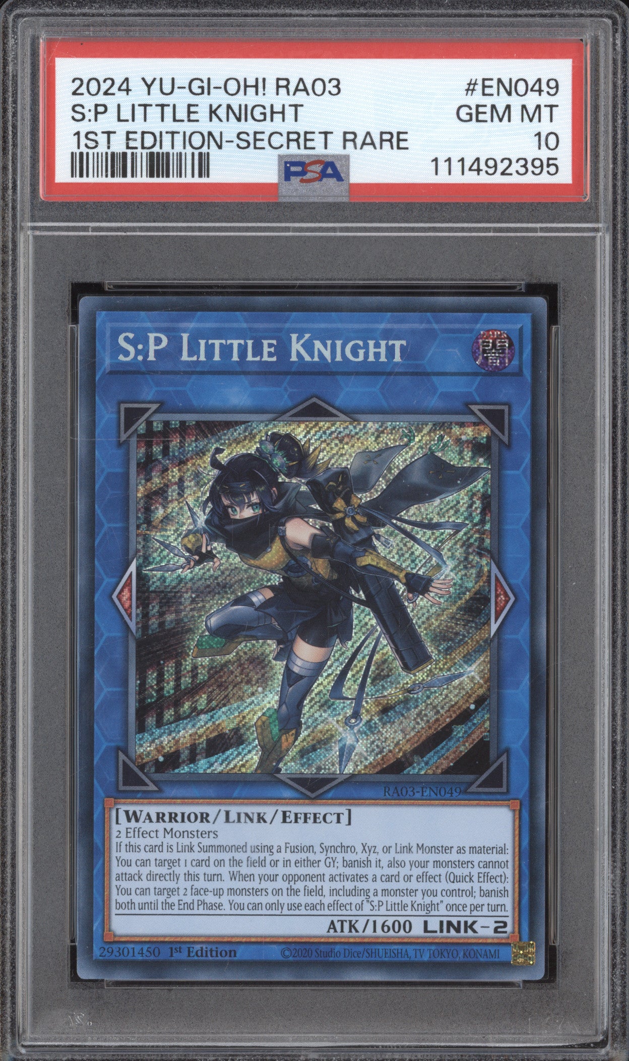 S:P Little Knight  YuGiOh Quarter Century Bonanza RA03-EN049 1st Ed SCR PSA 10