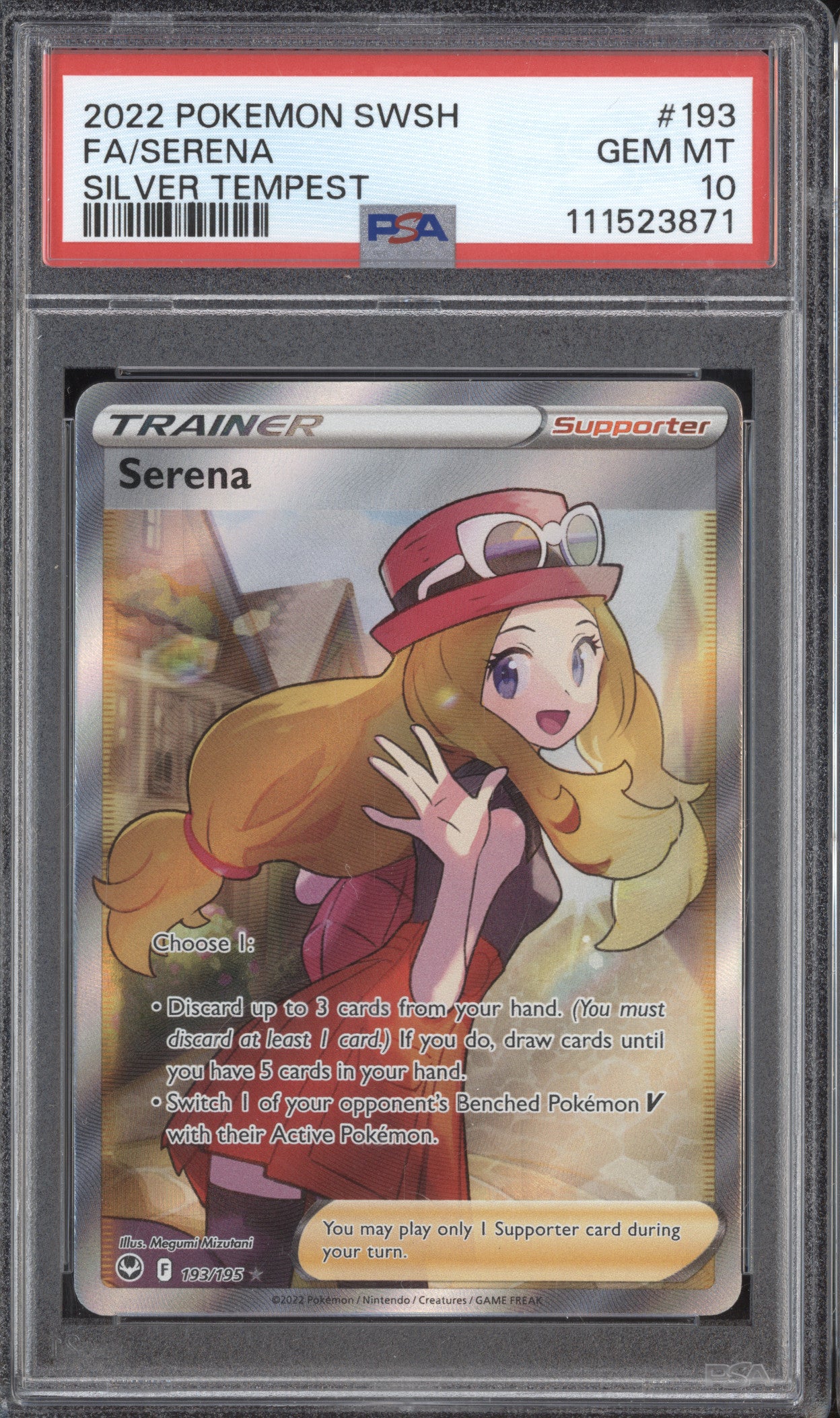 Serena 2022 Pokemon Silver Tempest 193/195 Full Art PSA 10