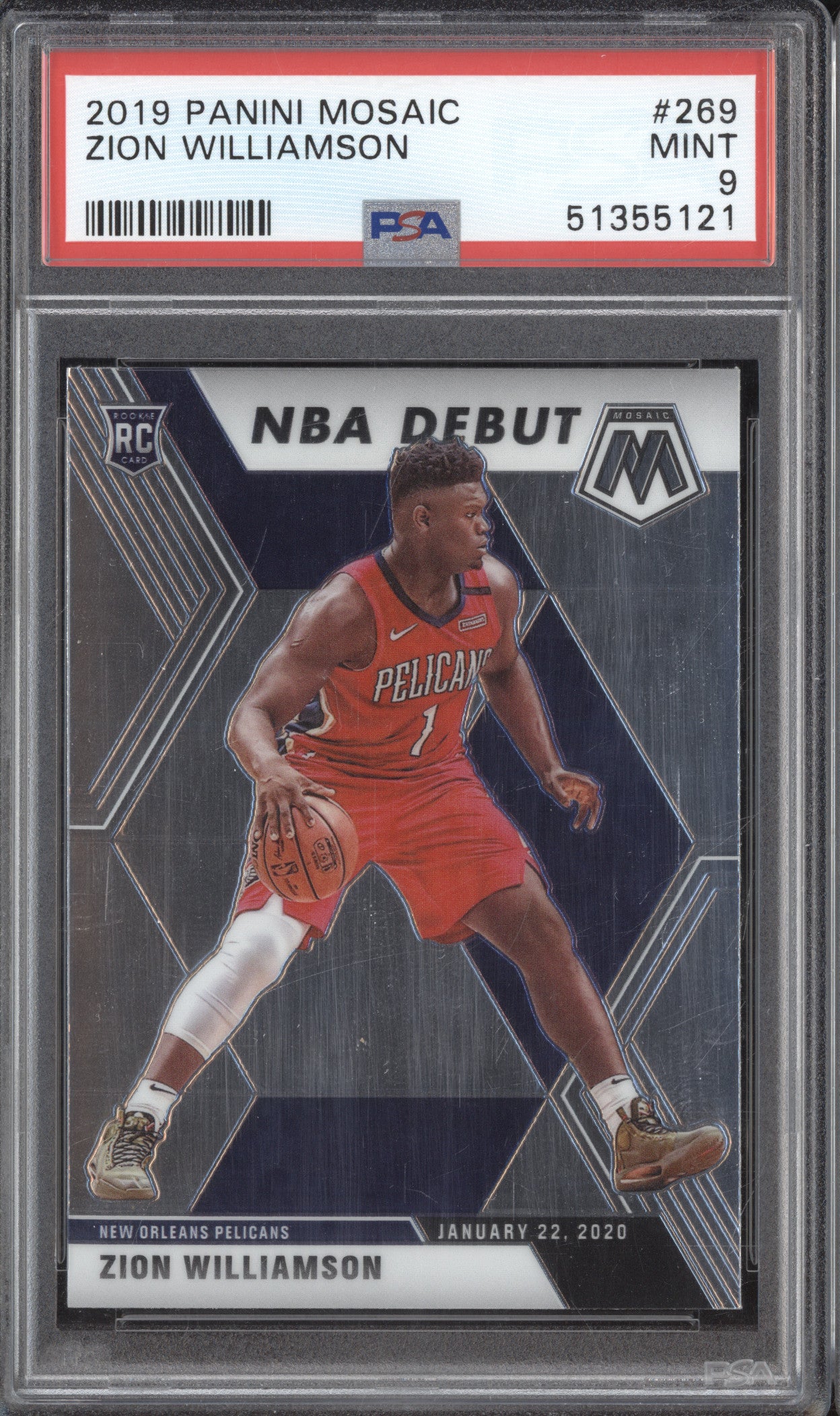 Zion Williamson 2019-20 Panini Mosaic 269 NBA Debut RC PSA 9