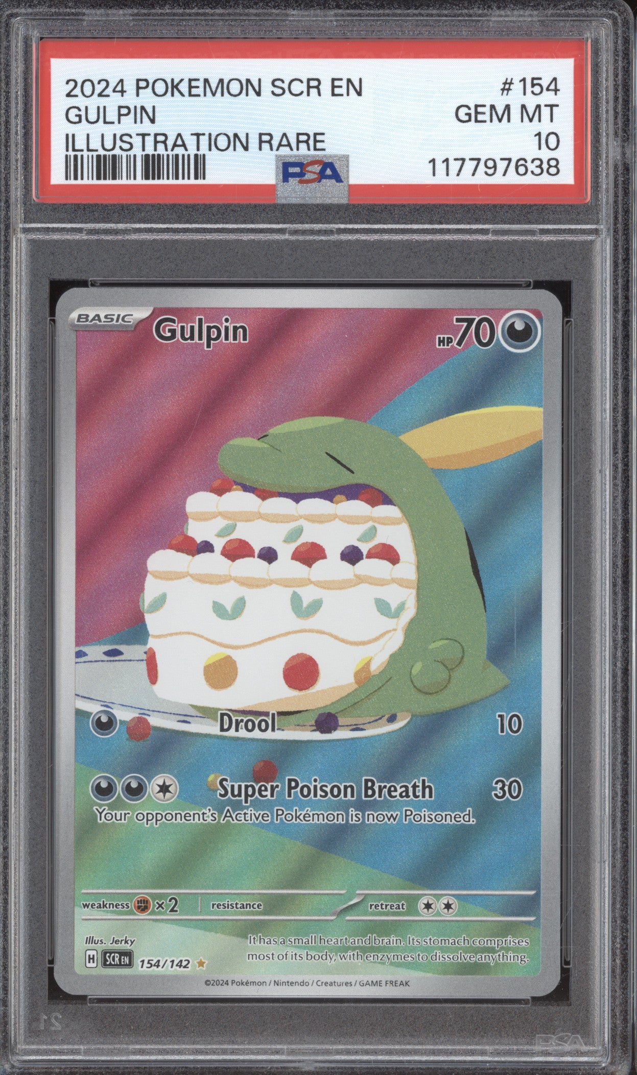 Gulpin 2024 Pokemon Stellar Crown 154/142 Illustration Rare PSA 10
