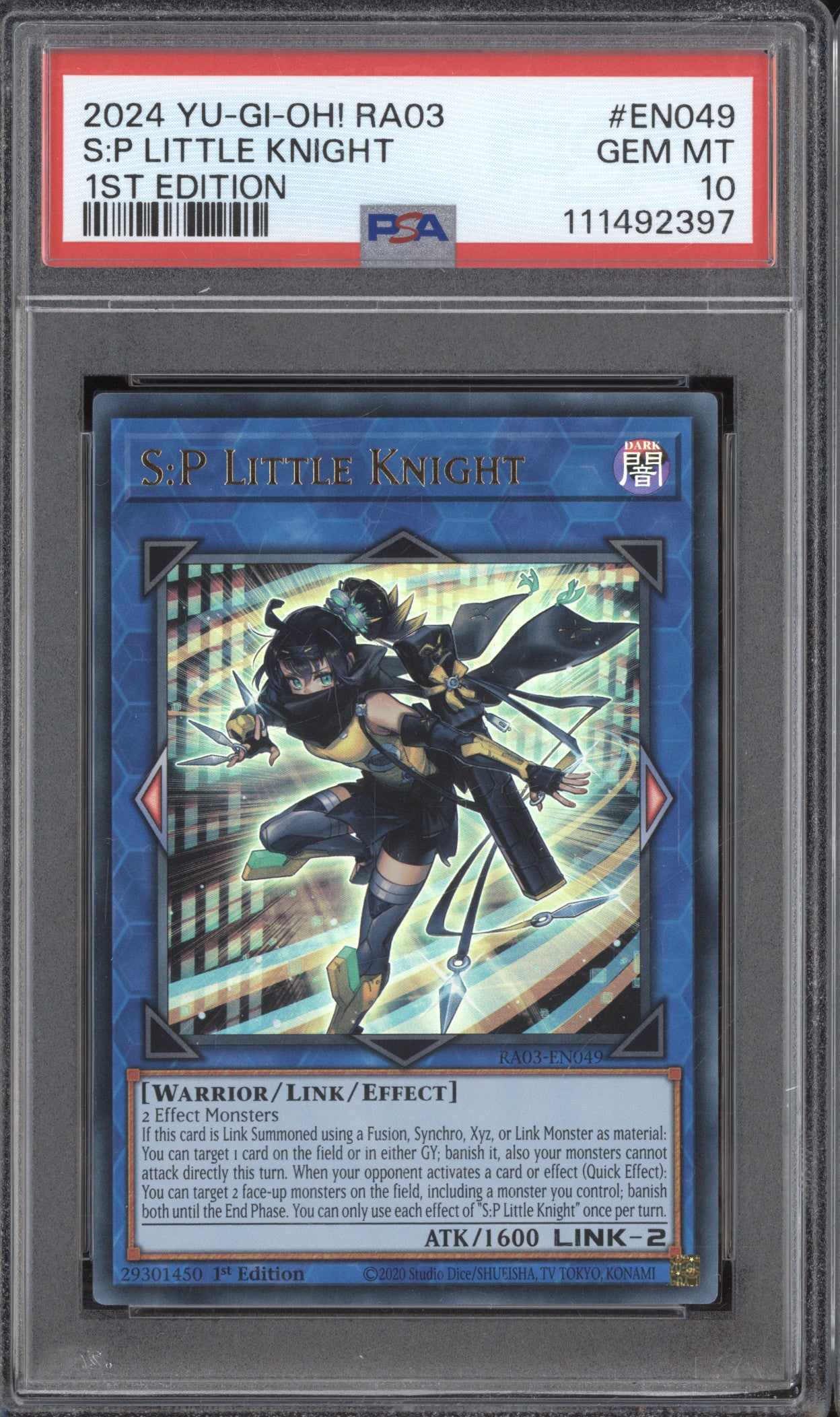 S:P Little Knight 2024 YuGiOh Quarter Century RA03-EN049 1st Ed Ultra Rare PSA 10