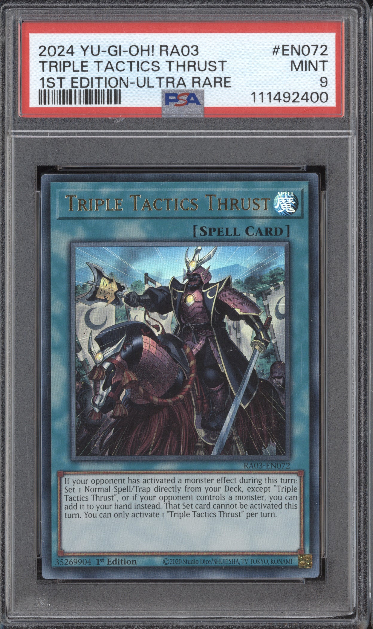 Triple Tactics Thrust  YuGiOh Quarter Century Bonanza RA03-EN072 1st Ed UR PSA 9