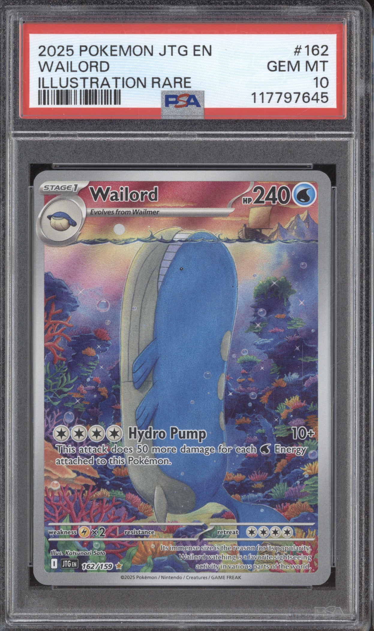 Wailord 2025 Pokemon Journey Together 162/159 Illustration Rare PSA 10